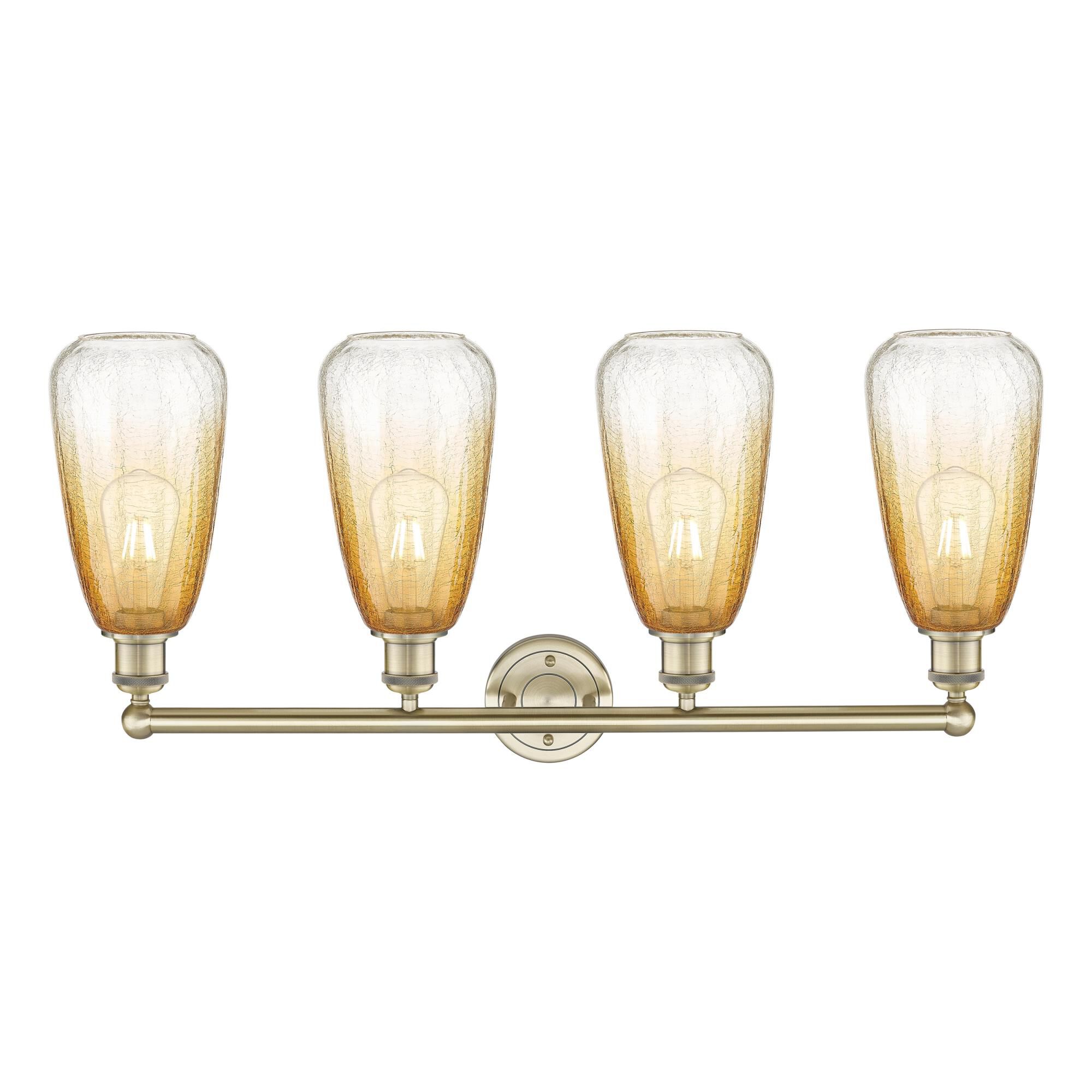 Shown in Antique Brass finish and Amber glass