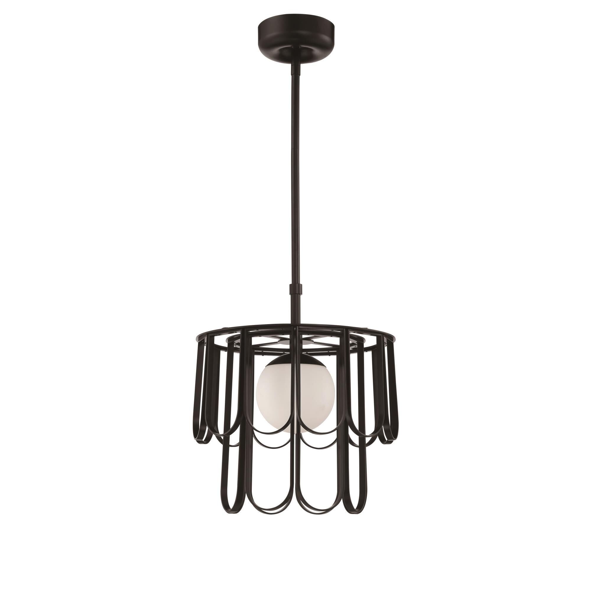 Shown in Flat Black finish and White Frosted glass and Glass shade