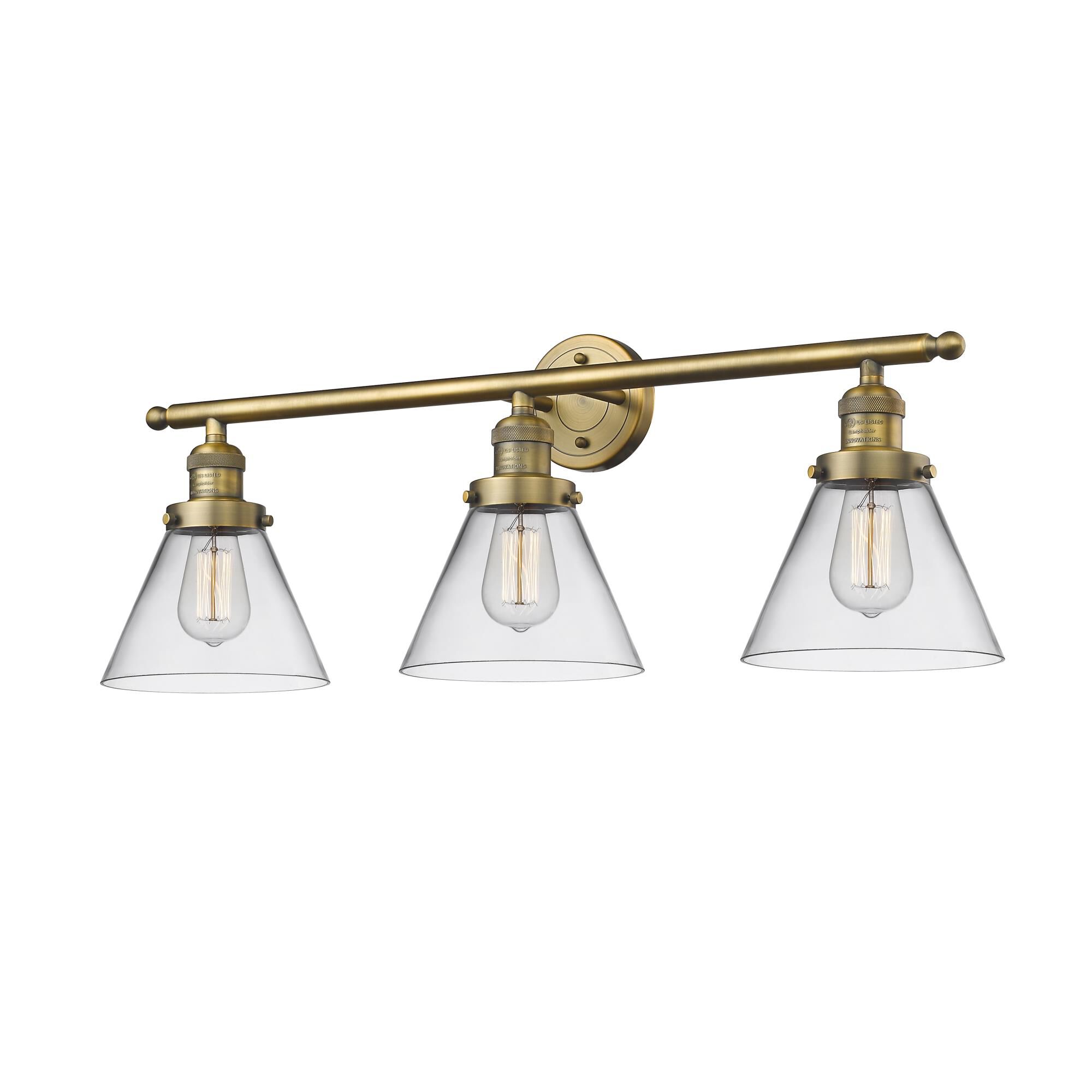Bruno Marashlian Large Cone 32 Inch 3 Light Bath Vanity Light by Innovations Lighting