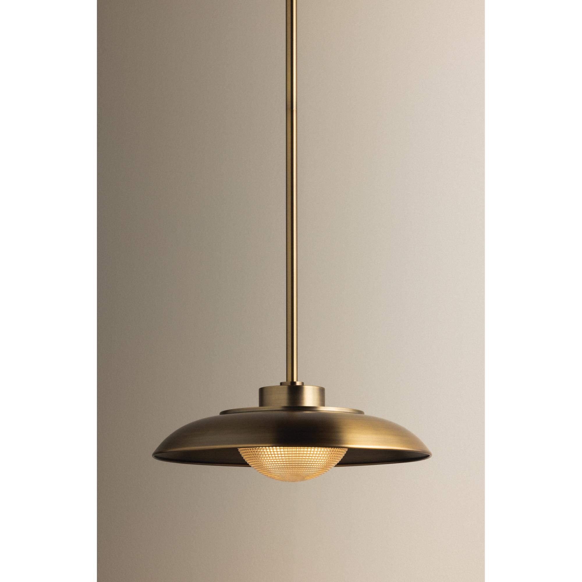 Shown in Patina Brass finish and Clear Optic shade