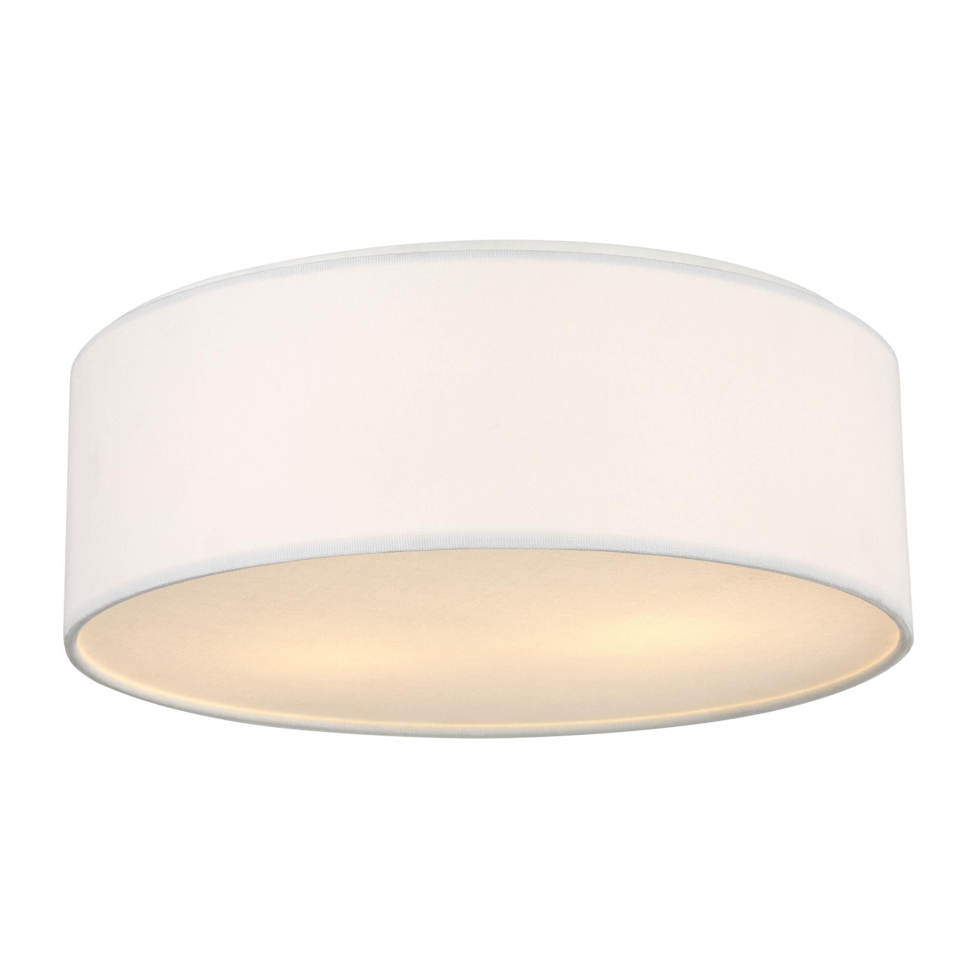 Shown in Matte White finish and White Linen Fabric shade