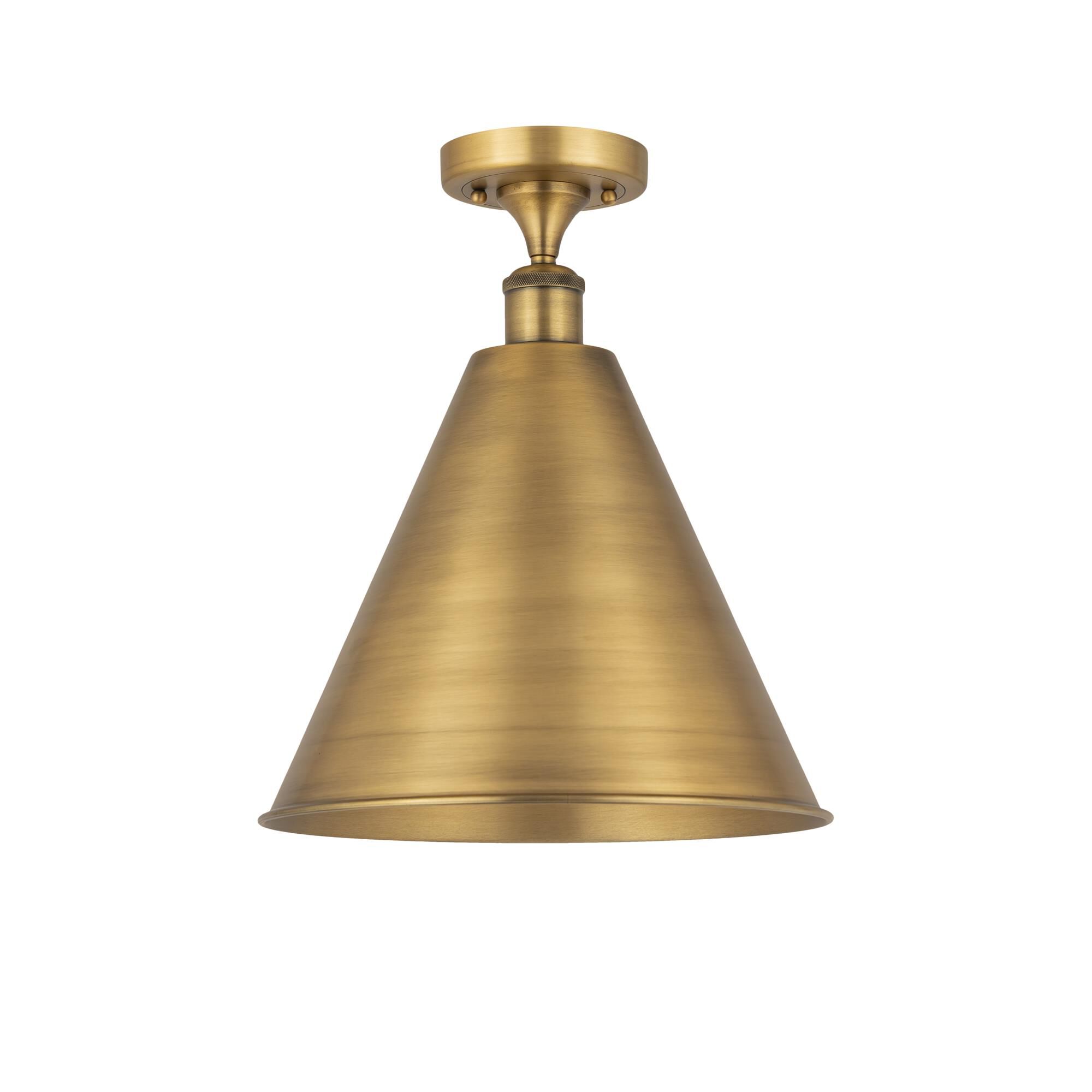Shown in Brushed Brass finish and Brushed Brass Ballston Cone shade