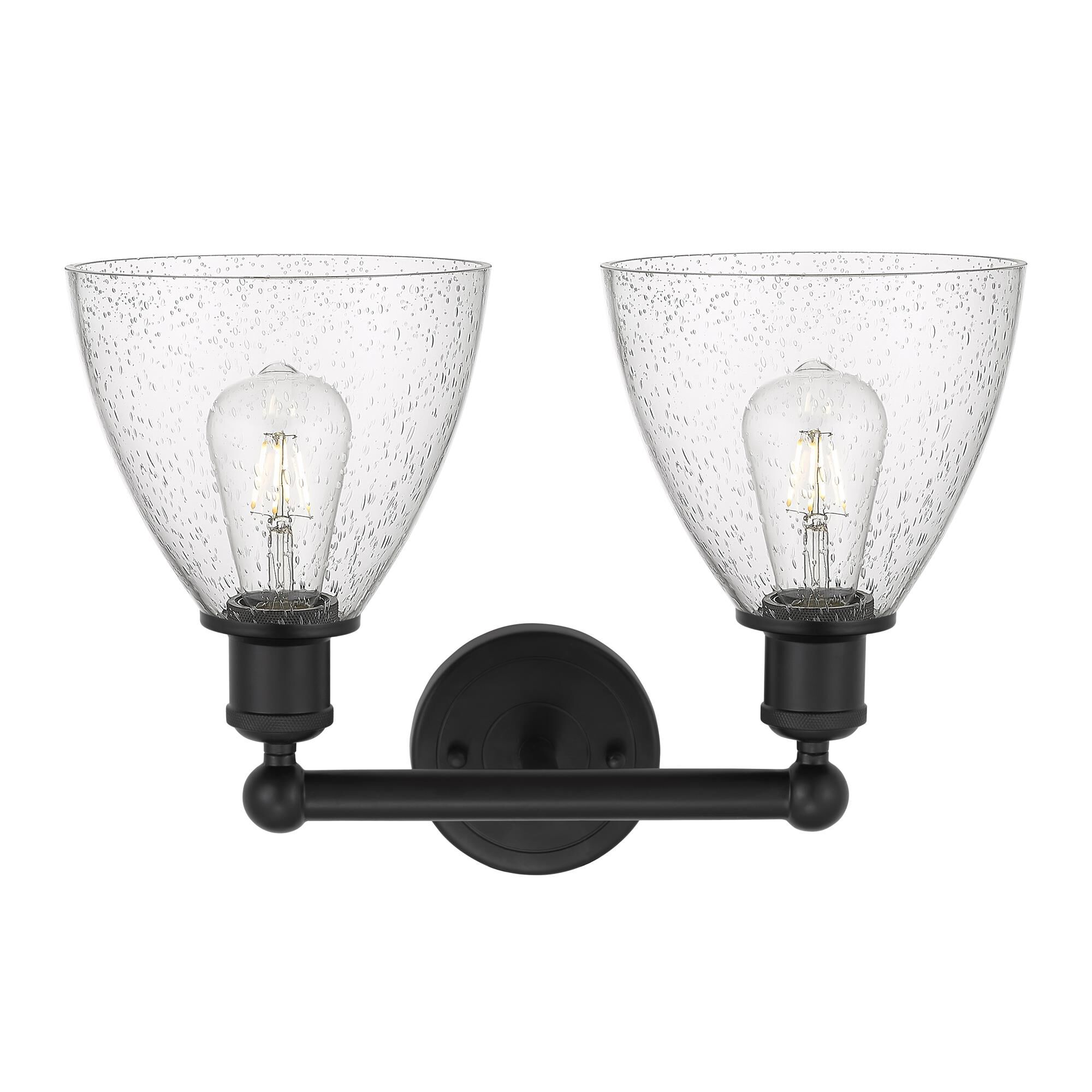Shown in Matte Black  finish and Seedy glass