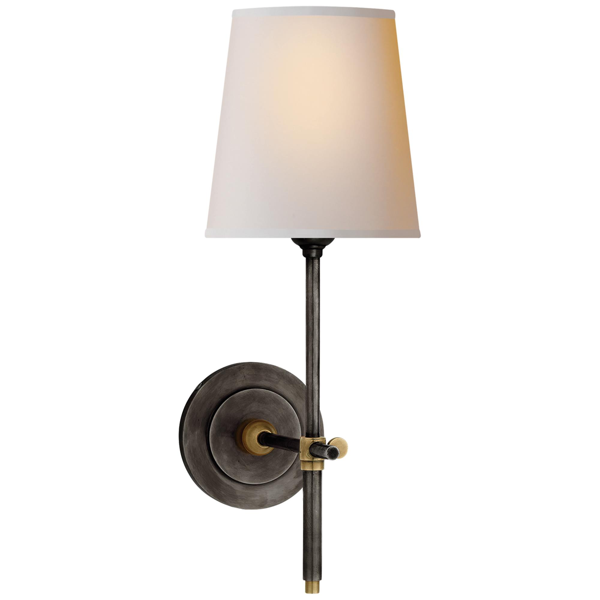 Shown in Bronze And Hand-Rubbed Antique Brass finish and Natural Paper shade
