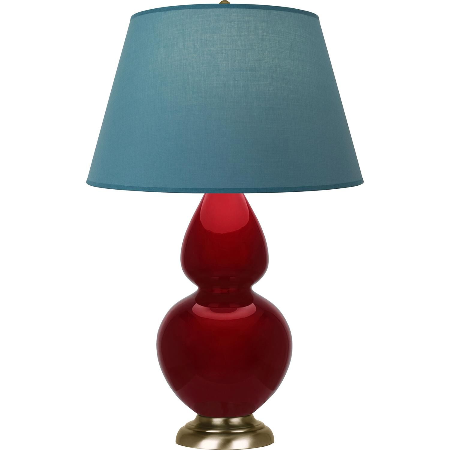 Shown in Sangria finish and Bright Blue and Gray shade and Antique Natural Brass accent
