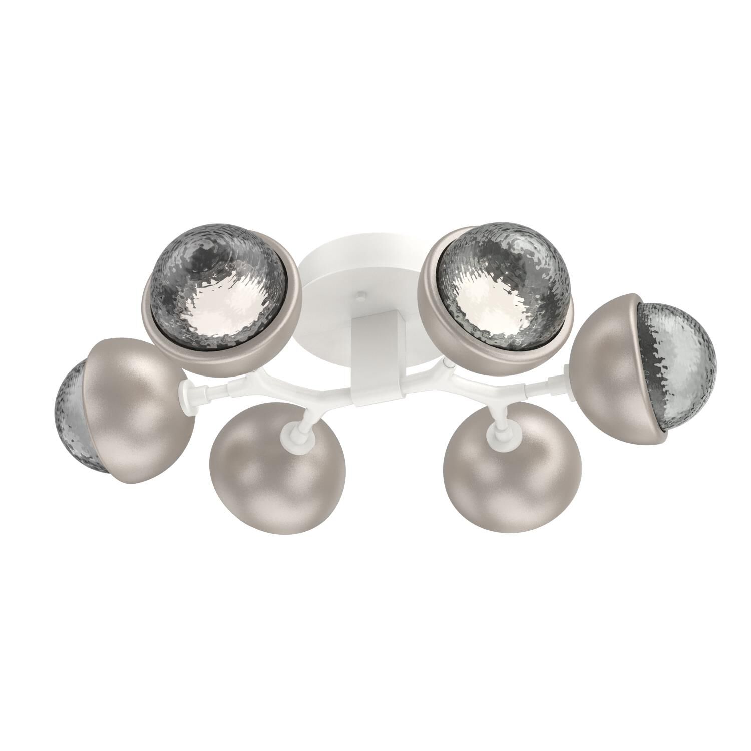Shown in Salt White finish and Smoke glass and Beige Silver accent
