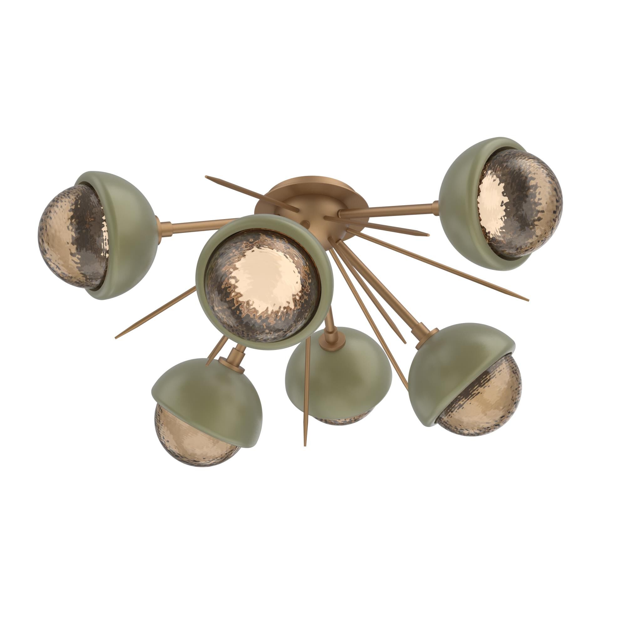 Shown in Novel Brass finish and Bronze glass and Sage Green accent
