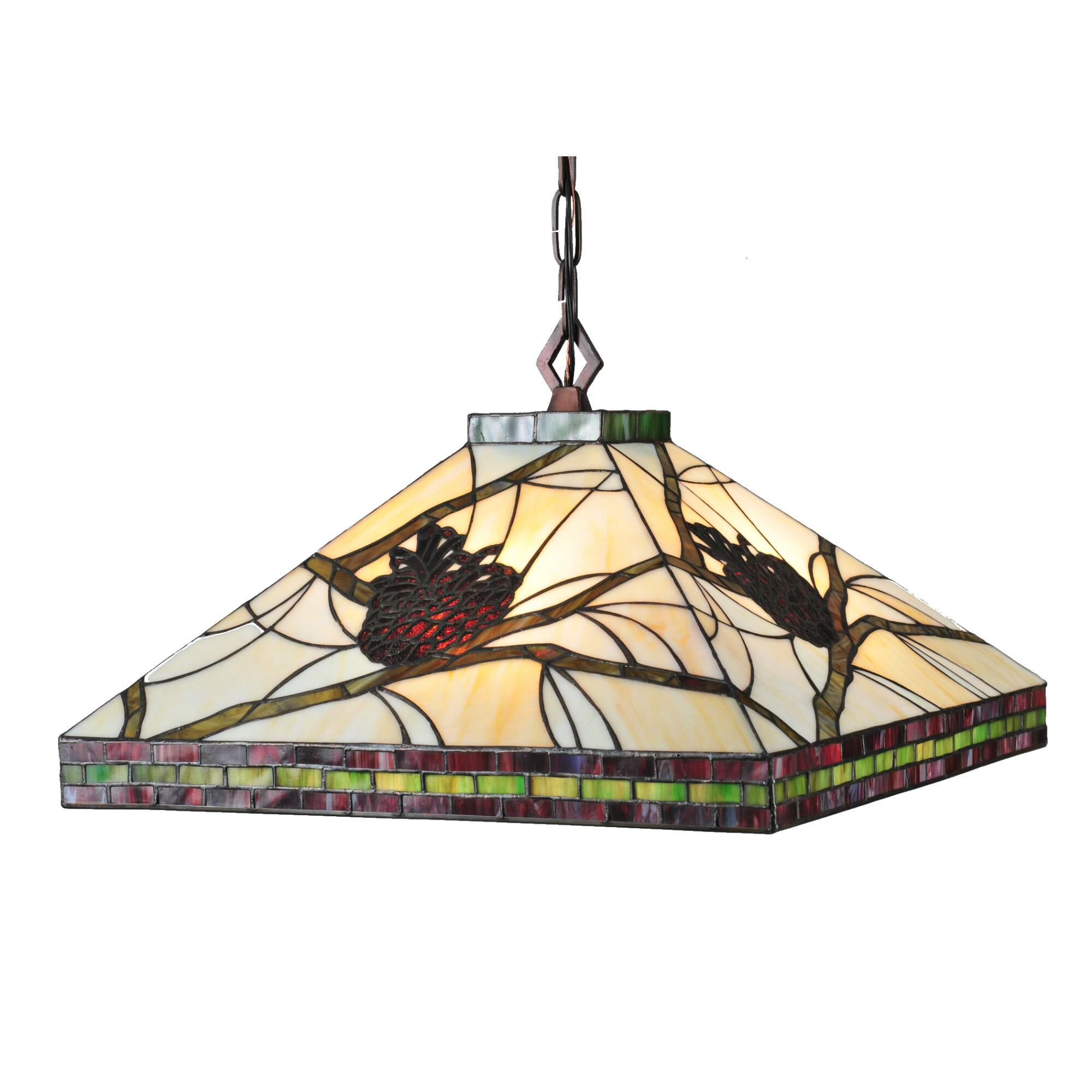 Burgundy Pine Branch Mission 24 Inch Large Pendant by Meyda Lighting