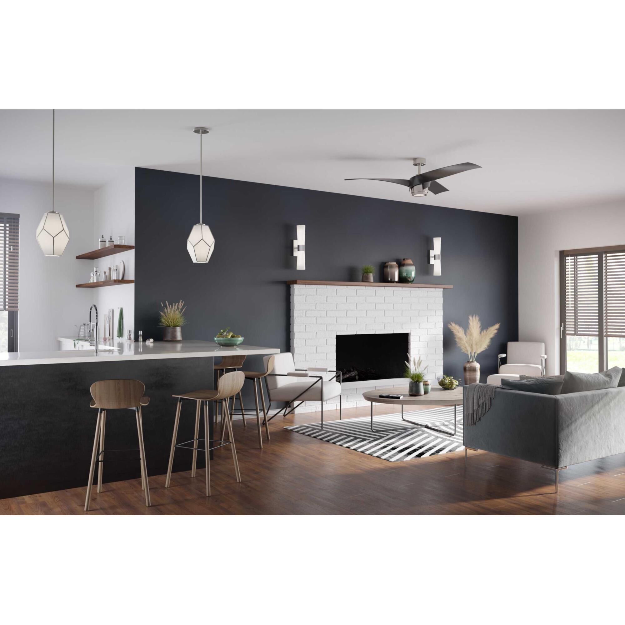 Shown in Brushed Nickel finish and White Art glass