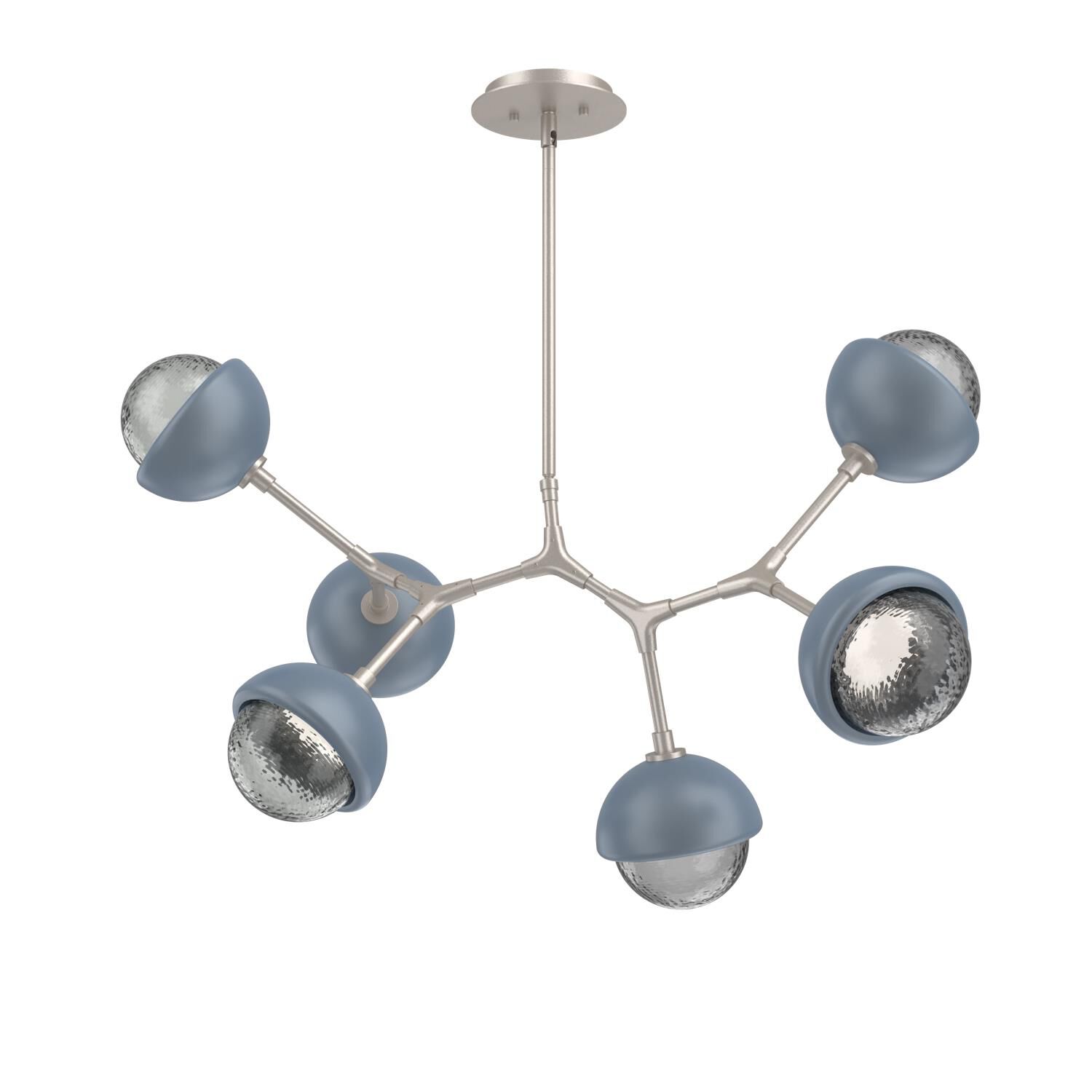 Shown in Beige Silver finish and Smoke glass and Poppy Blue accent