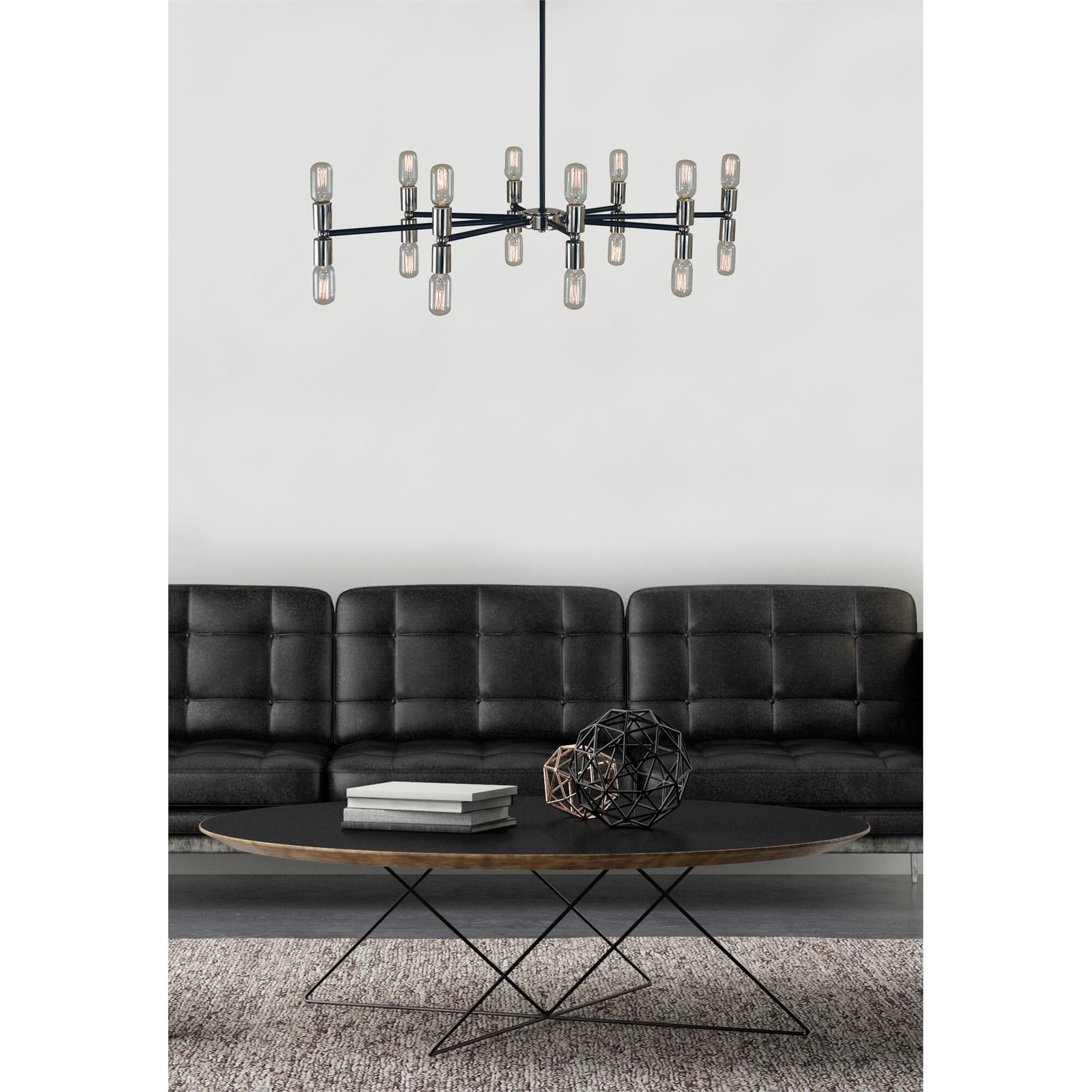 Shown in Polished Nickel with Matte Black finish and Clear glass