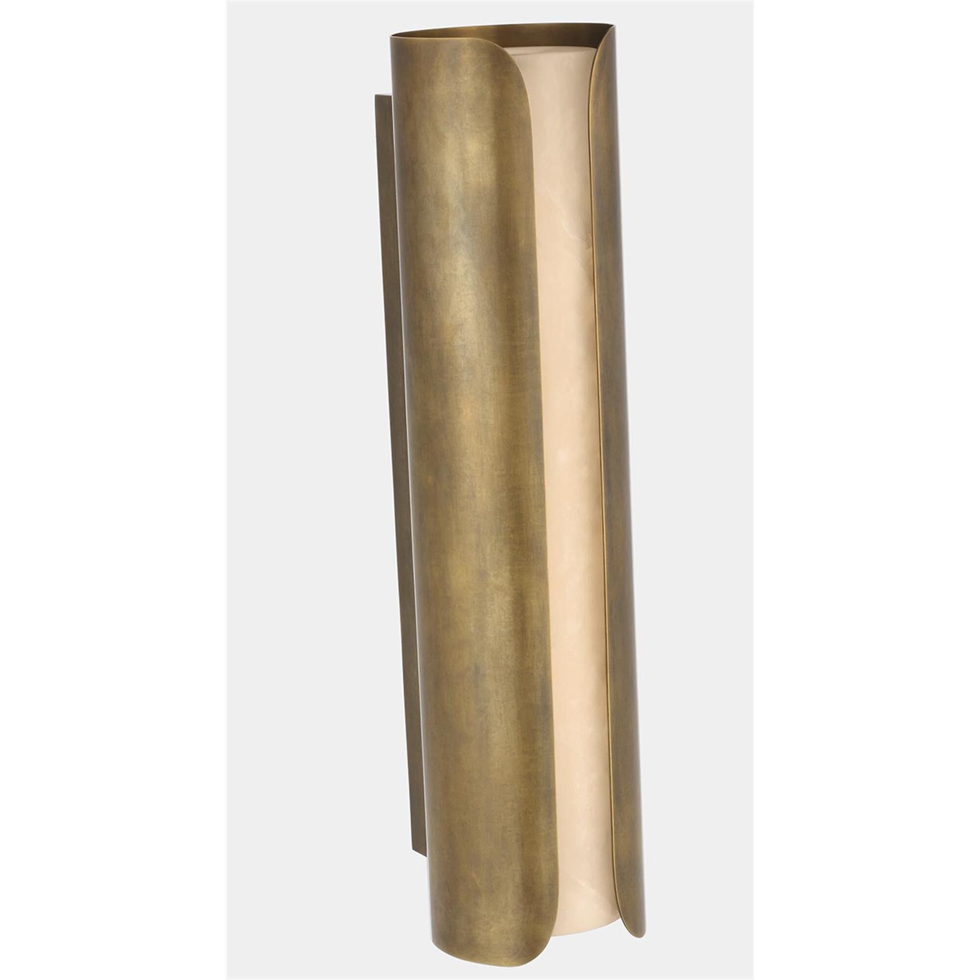 Shown in Mottled Brass finish and Alabaster shade