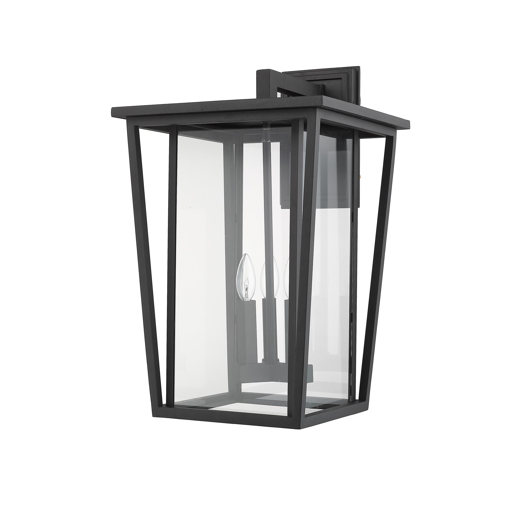 Shown in Black finish and Glass shade