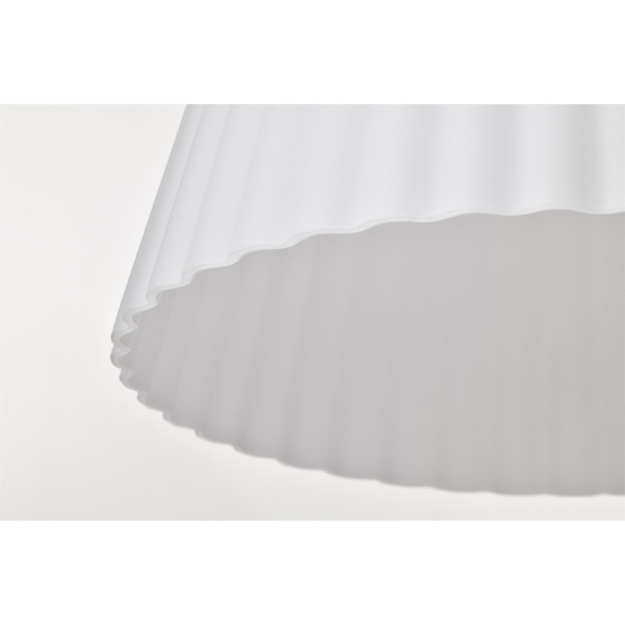 Shown in Brushed Nickel finish and Ribbed White glass
