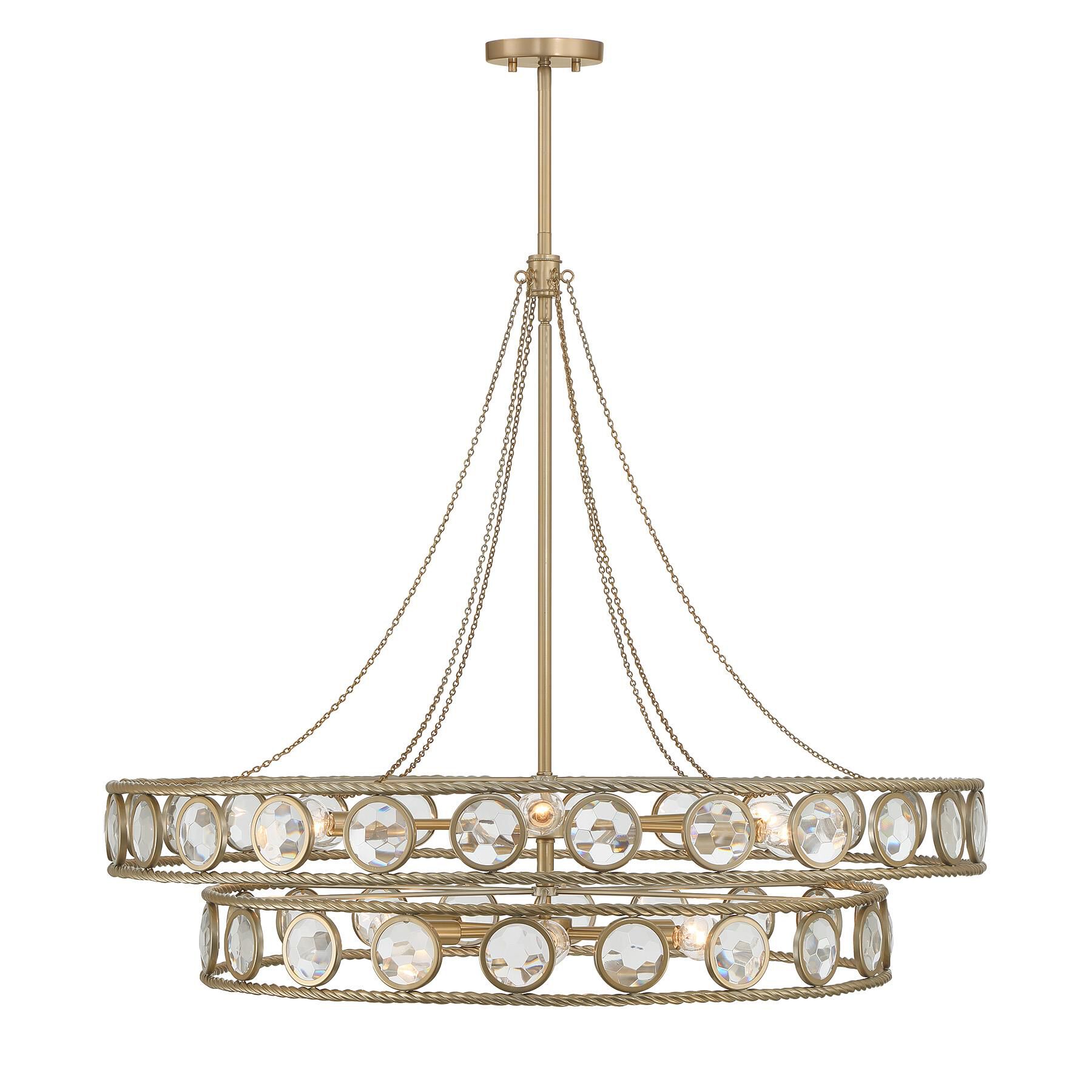 Shown in Opulent Gold finish and Faceted Discs glass