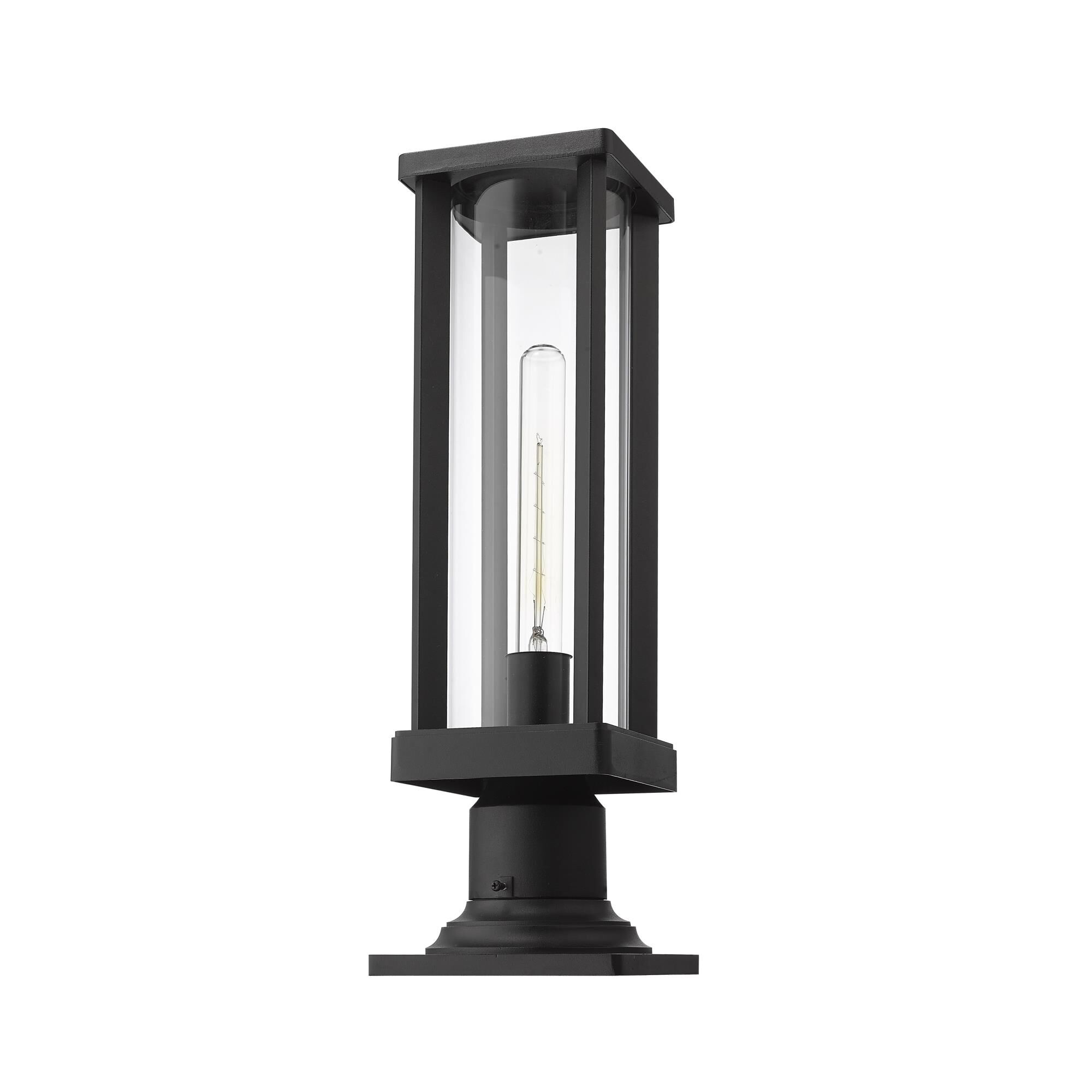 Shown in Black finish and Glass shade
