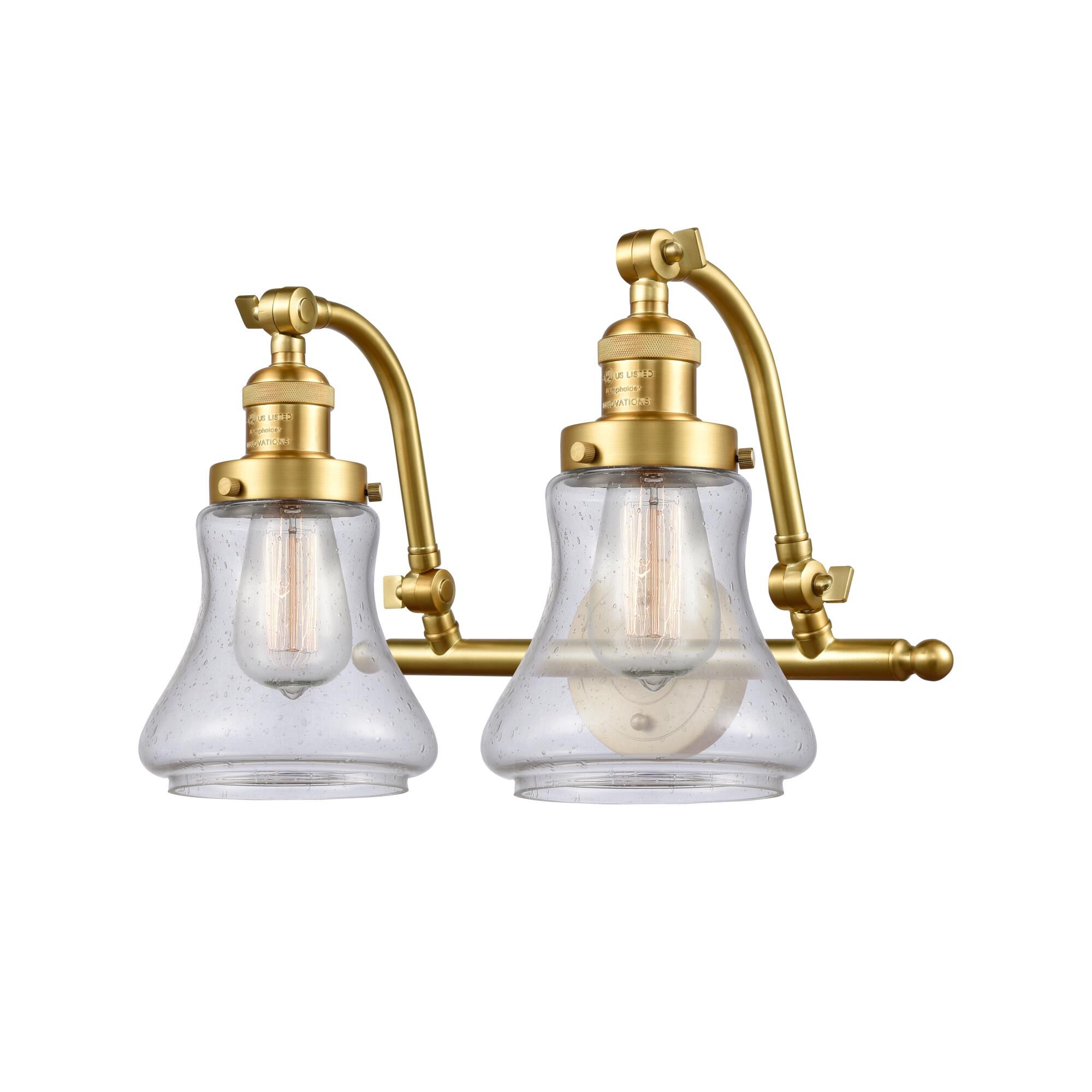 Shown in Satin Gold finish and Seedy Bellmont glass