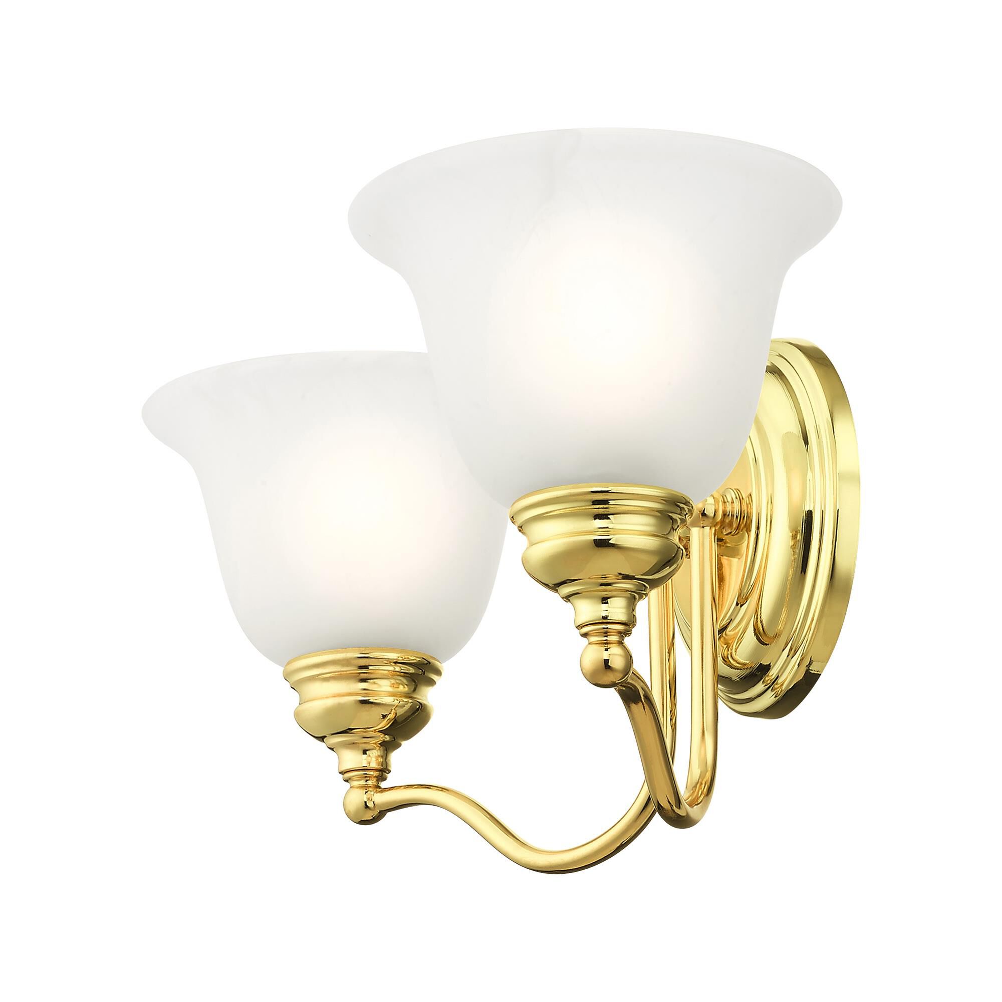 Shown in Polished Brass finish and White Alabaster glass