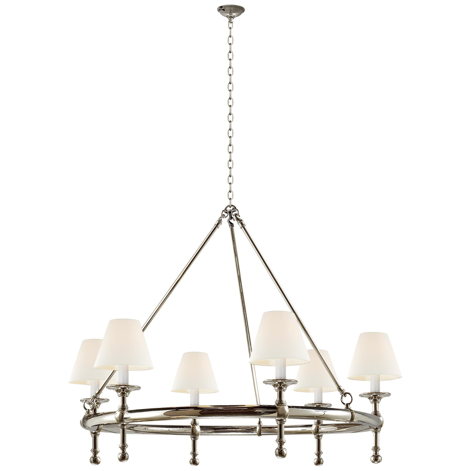 Shown in Polished Nickel finish and Linen shade