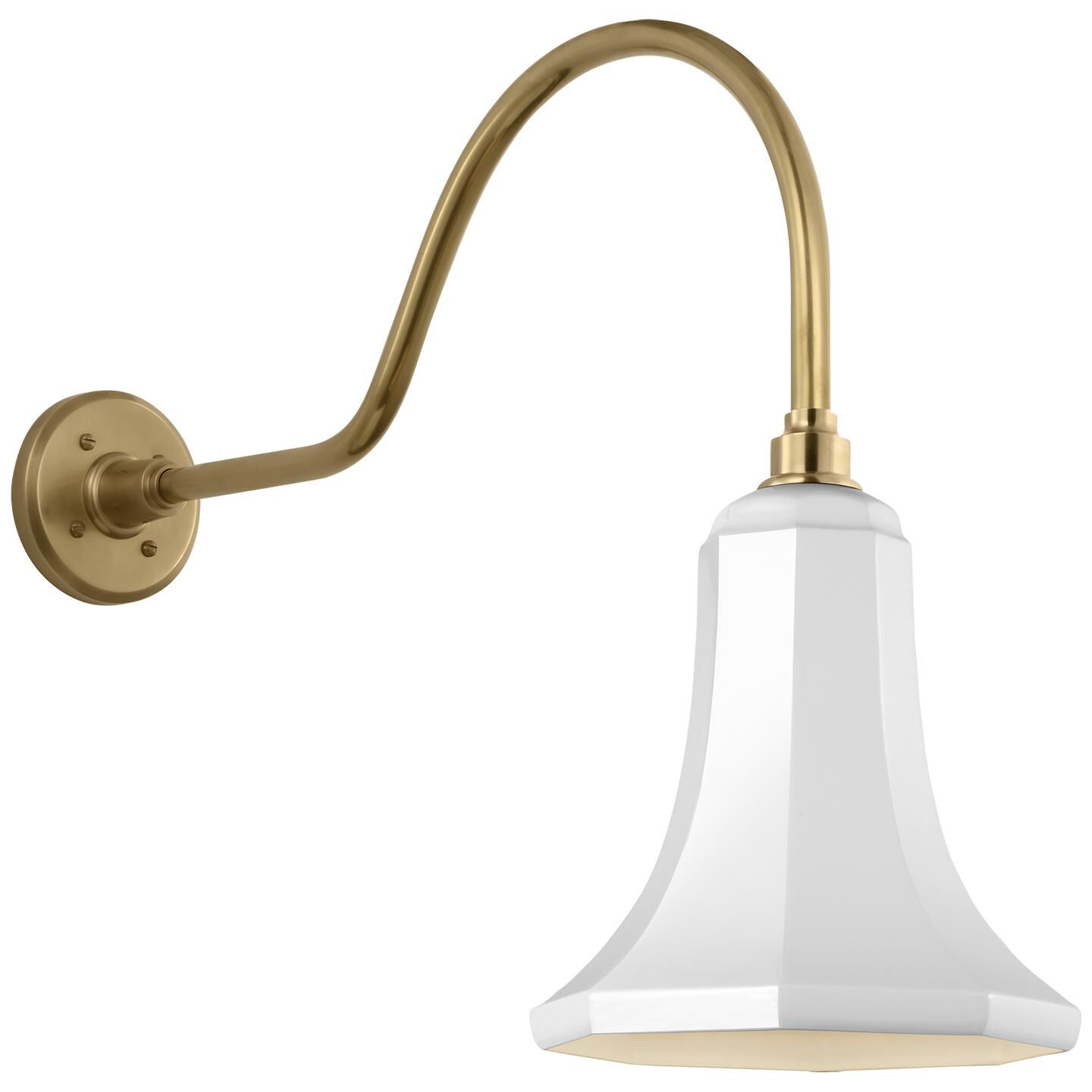 Shown in Hand-Rubbed Antique Brass finish and White Savannah shade