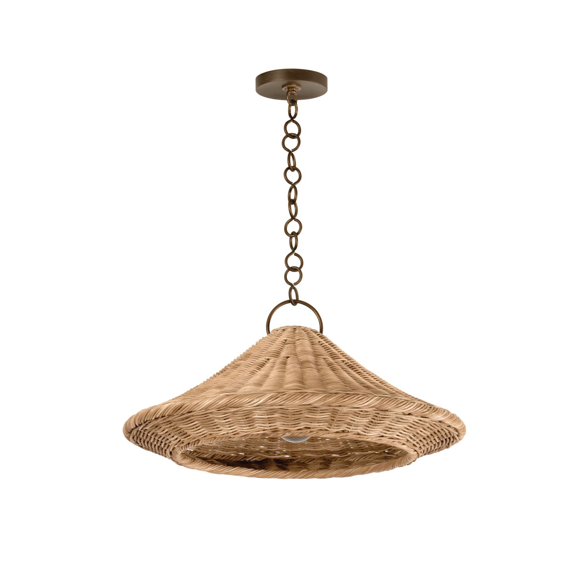 Shown in Bronze Leaf finish and Natural Rattan shade