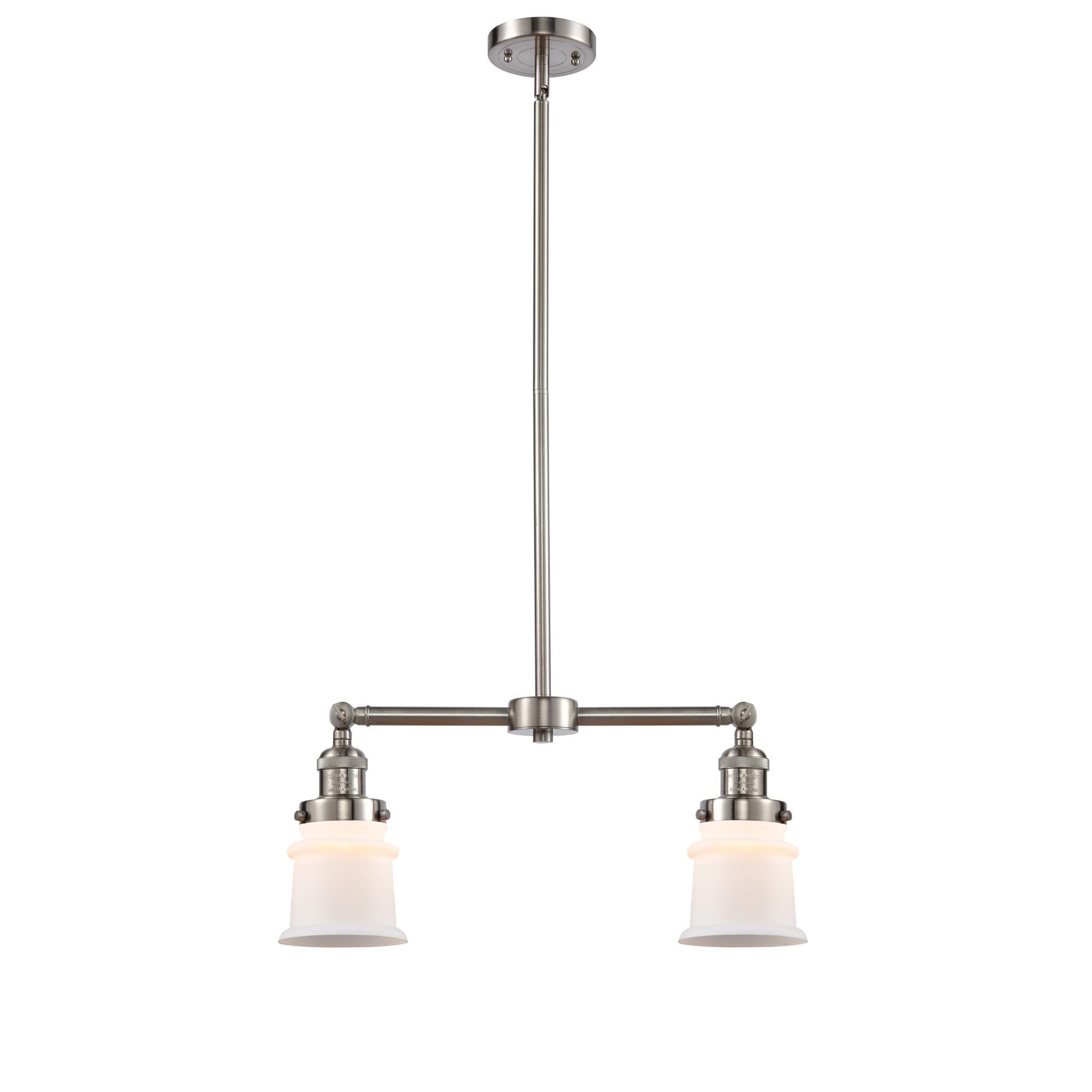 Shown in Brushed Satin Nickel finish and Matte White Cased glass