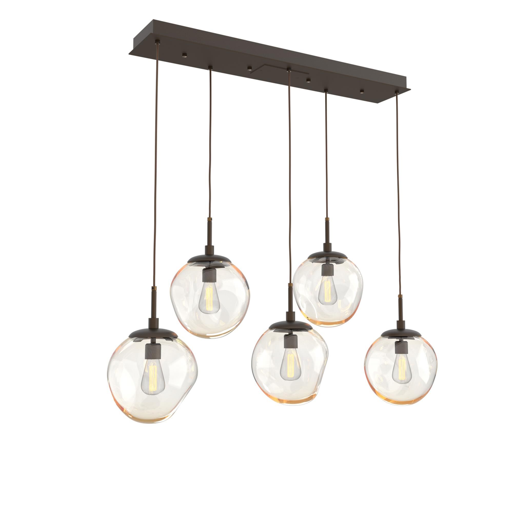 Shown in Flat Bronze finish and Blown Amber glass