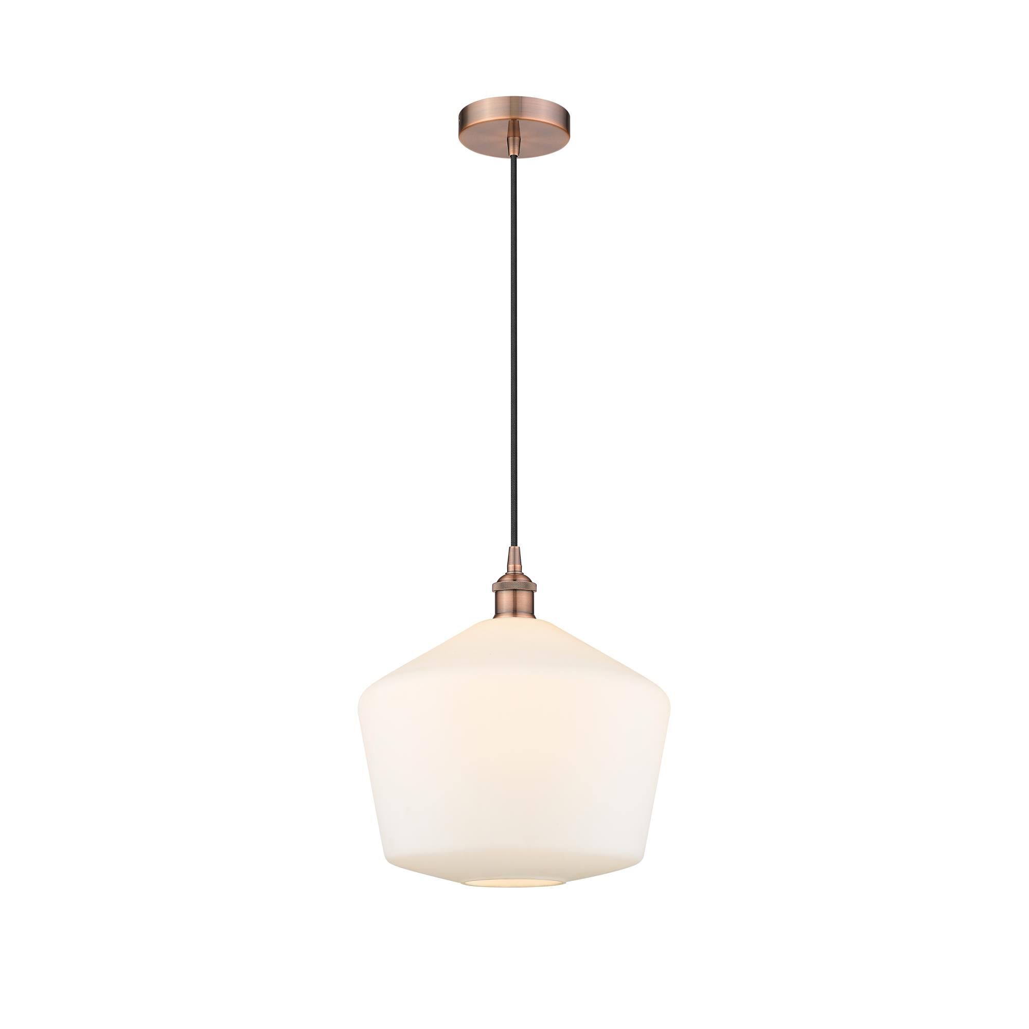 Shown in Antique Copper finish and Cased Matte White Cindyrella 12