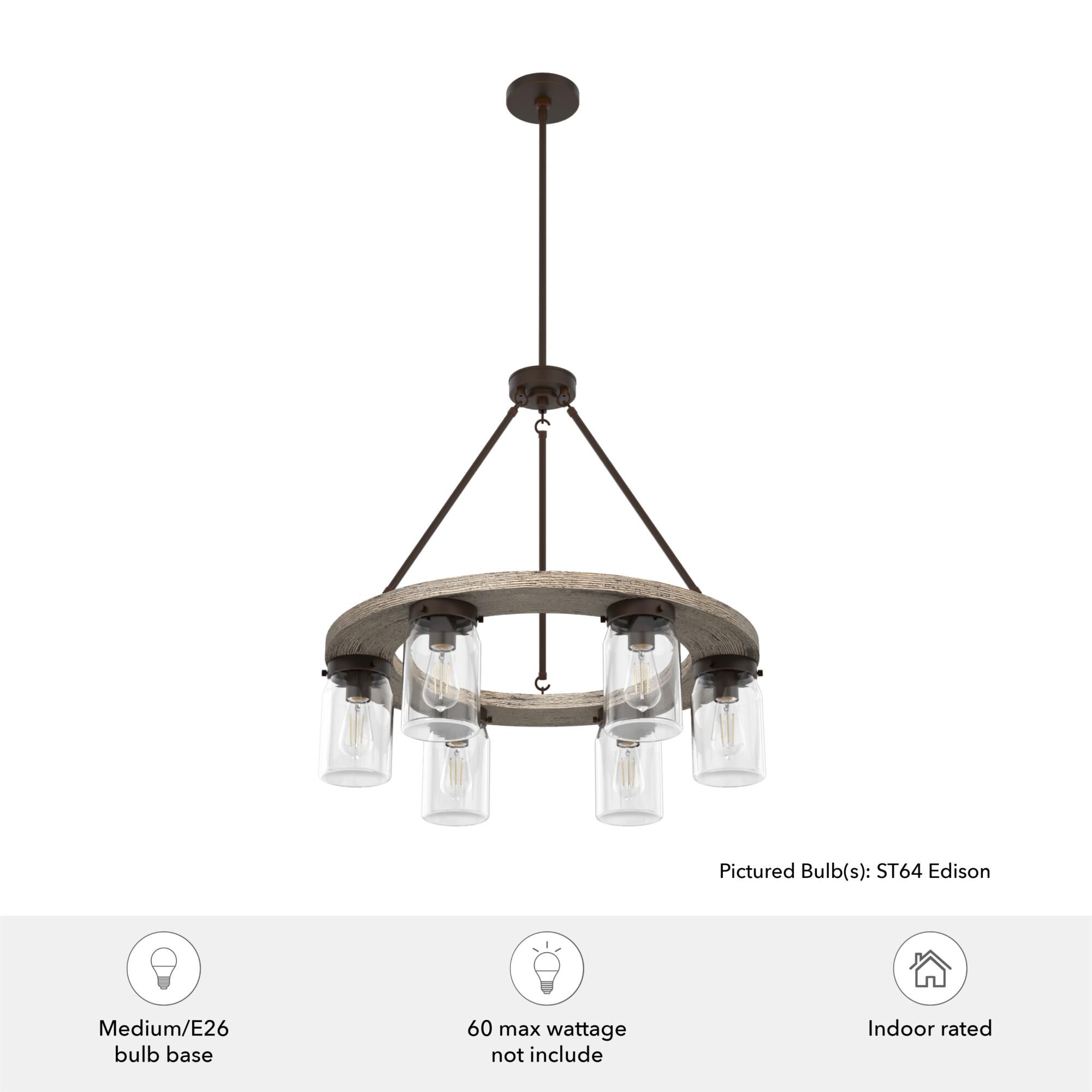 Devon Park 26 Inch 6 Light Chandelier by Hunter Fan