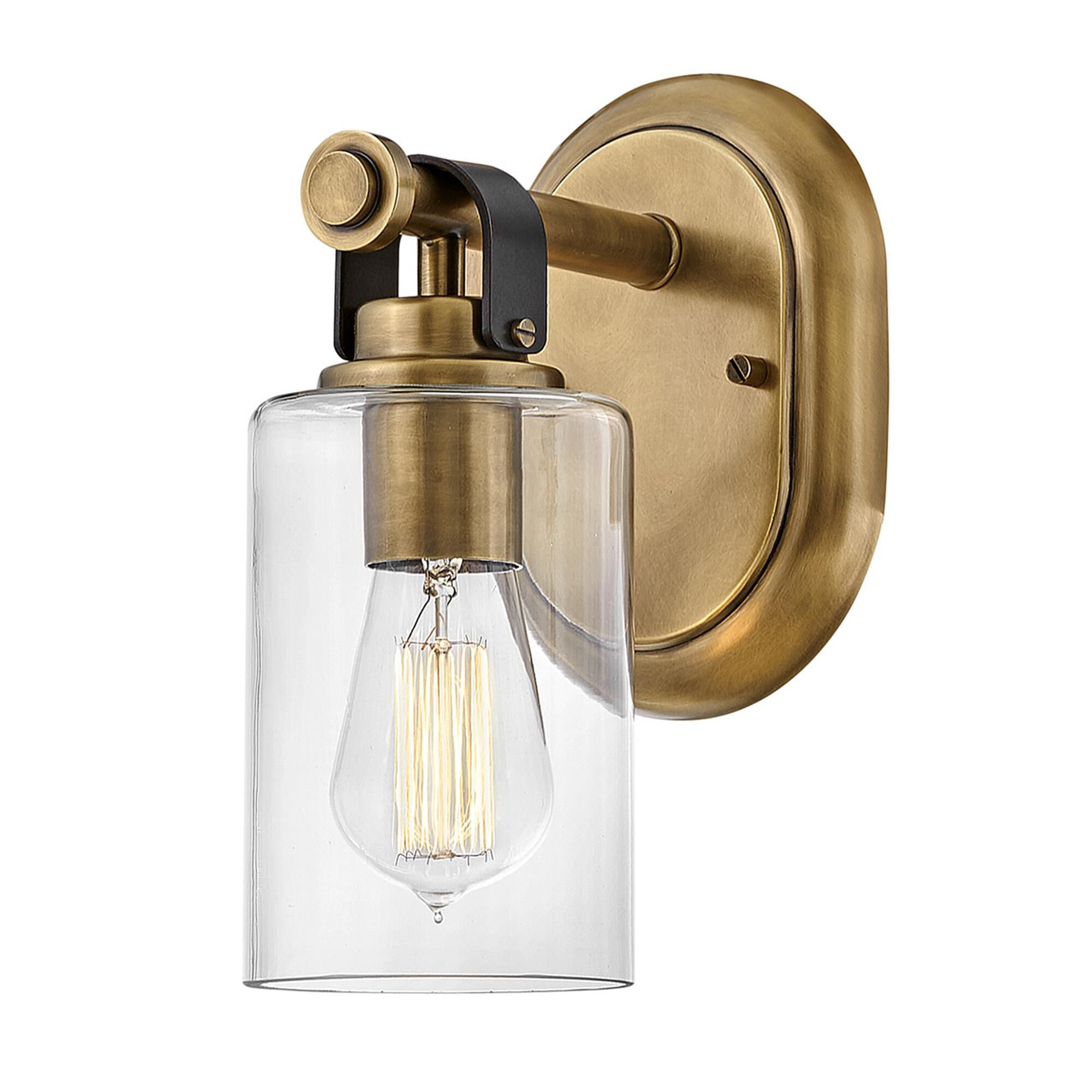 Shown in Heritage Brass finish and Clear glass