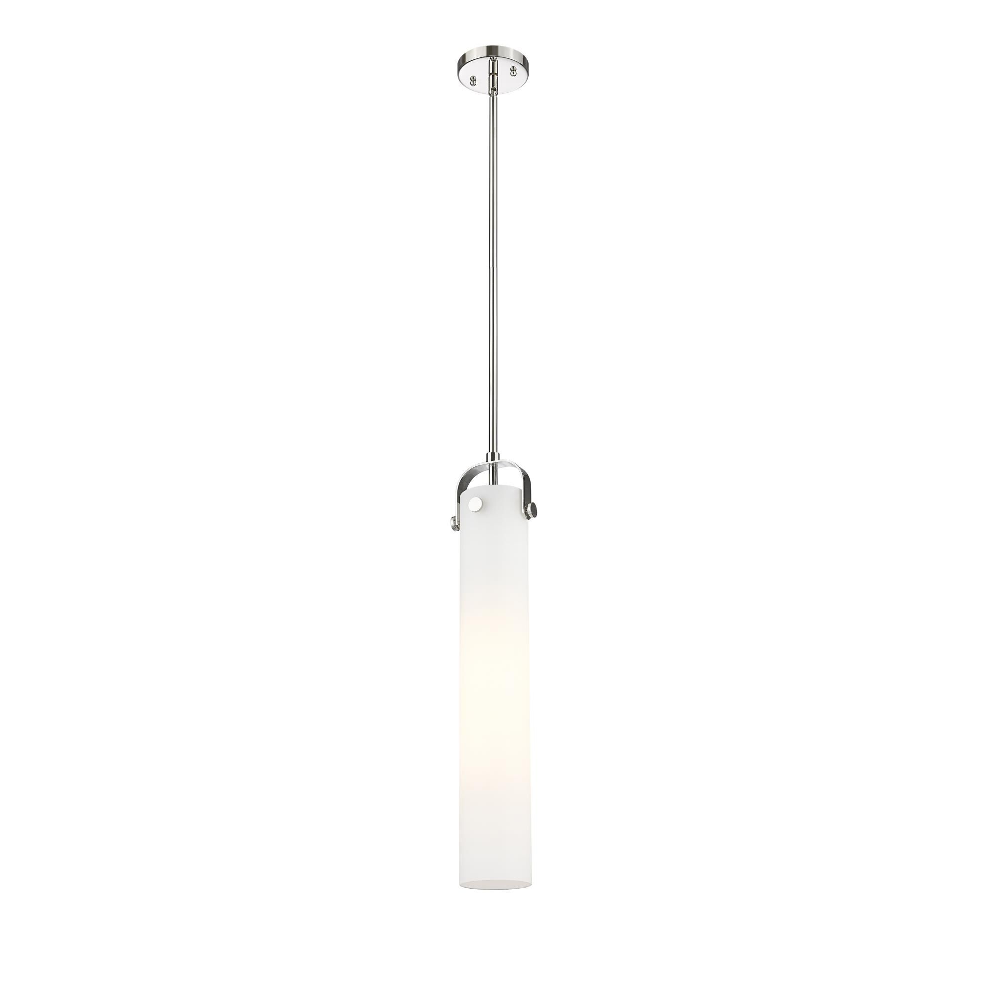Shown in Polished Nickel finish and Matte White glass and 1 Light accent
