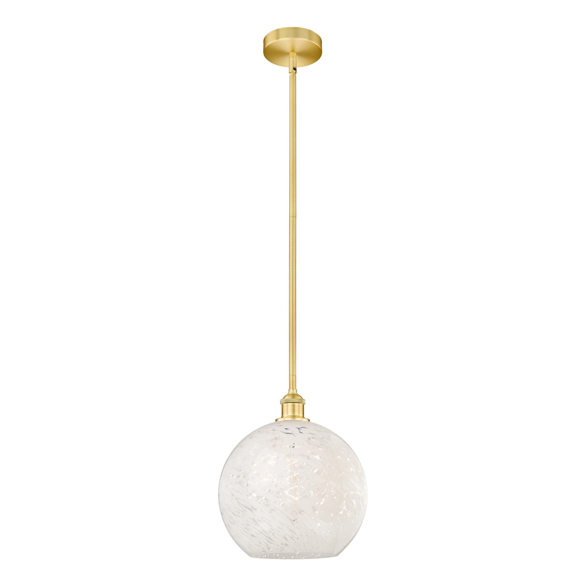 Shown in Satin Gold finish and White Mouchette glass