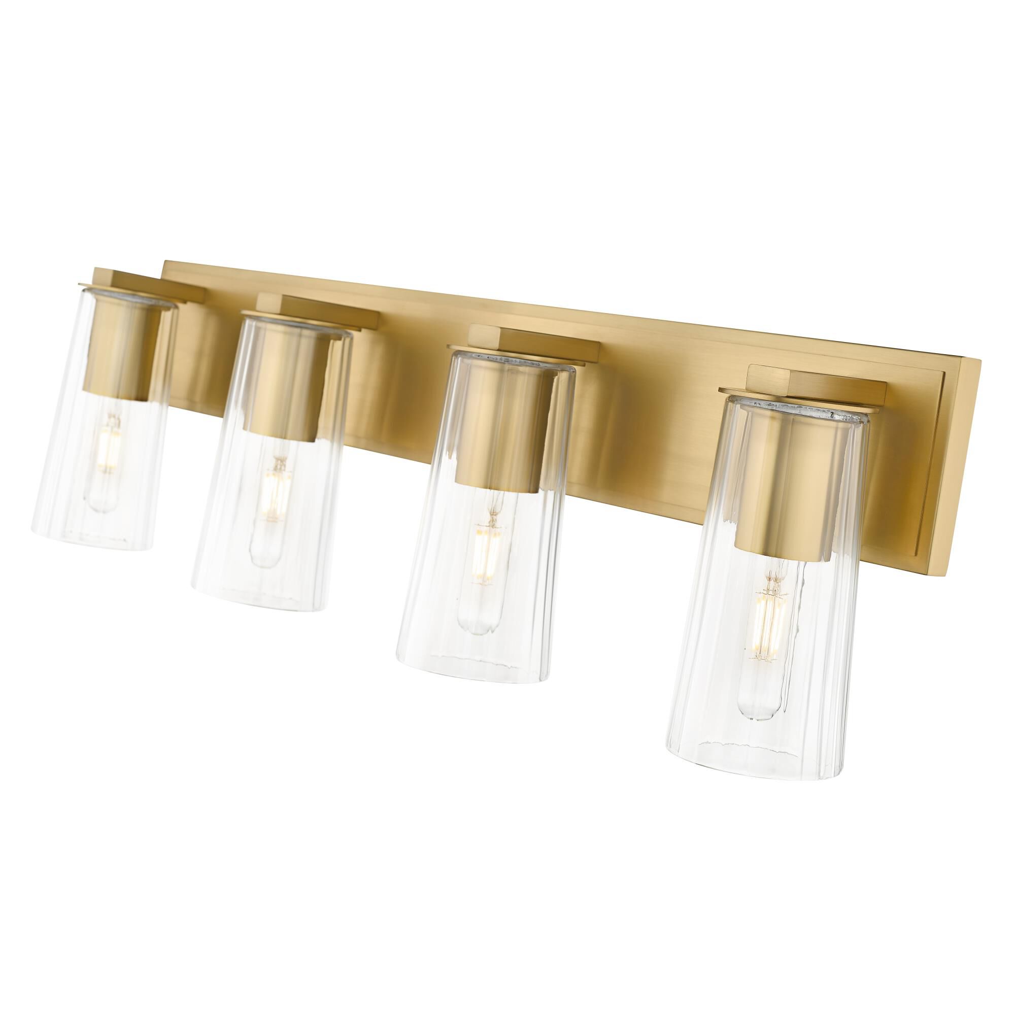 Shown in Modern Gold finish and Clear glass and Clear shade