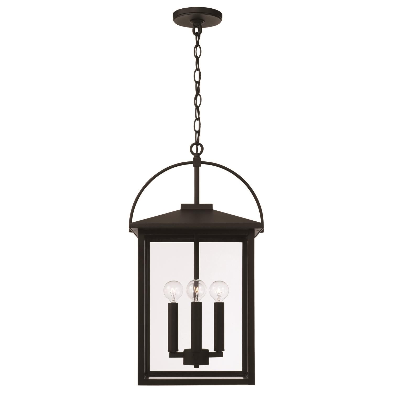 Shown in Black finish and Clear glass