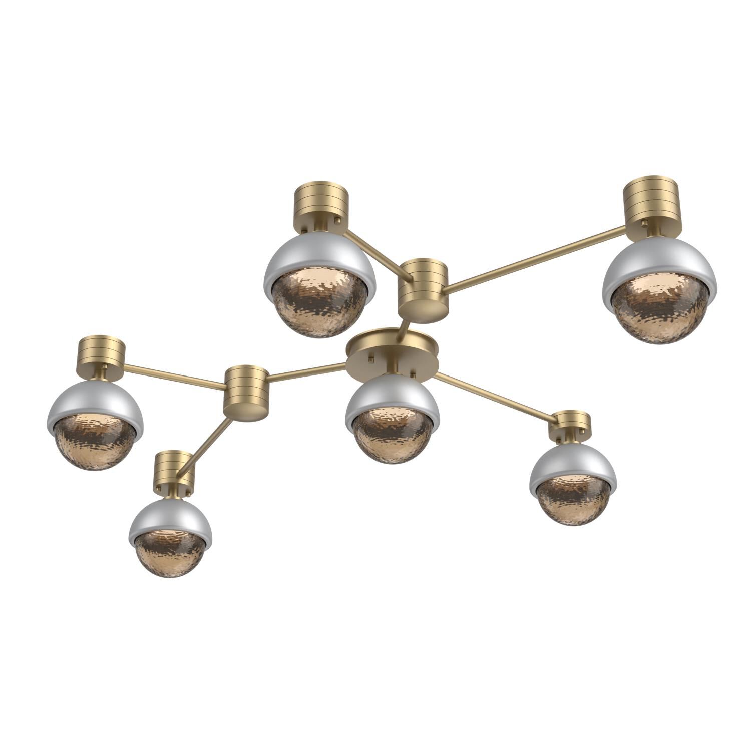 Shown in Gilded Brass finish and Bronze glass and Classic Silver accent