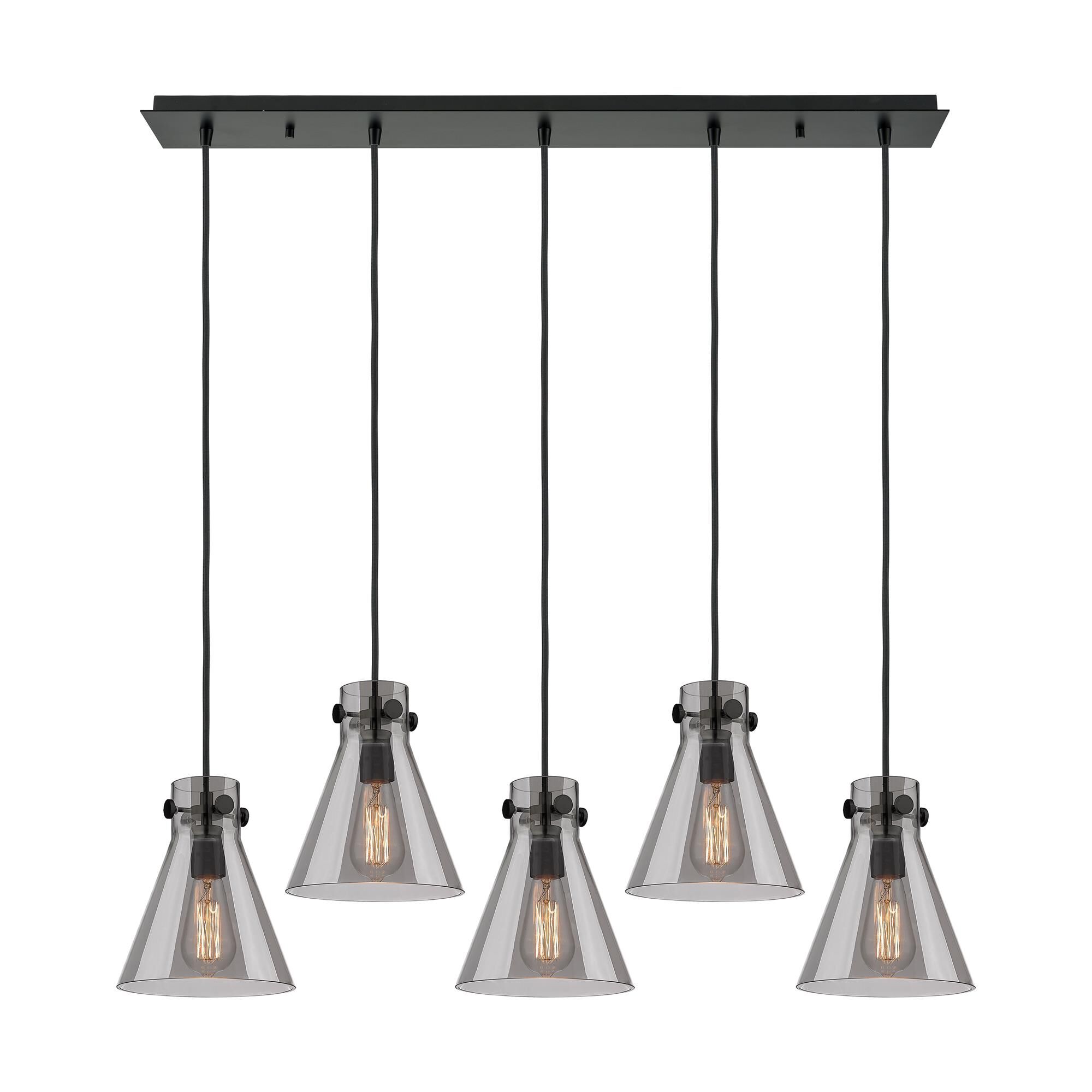 Shown in Matte Black finish and Light Smoke glass and Light Smoke Glass shade