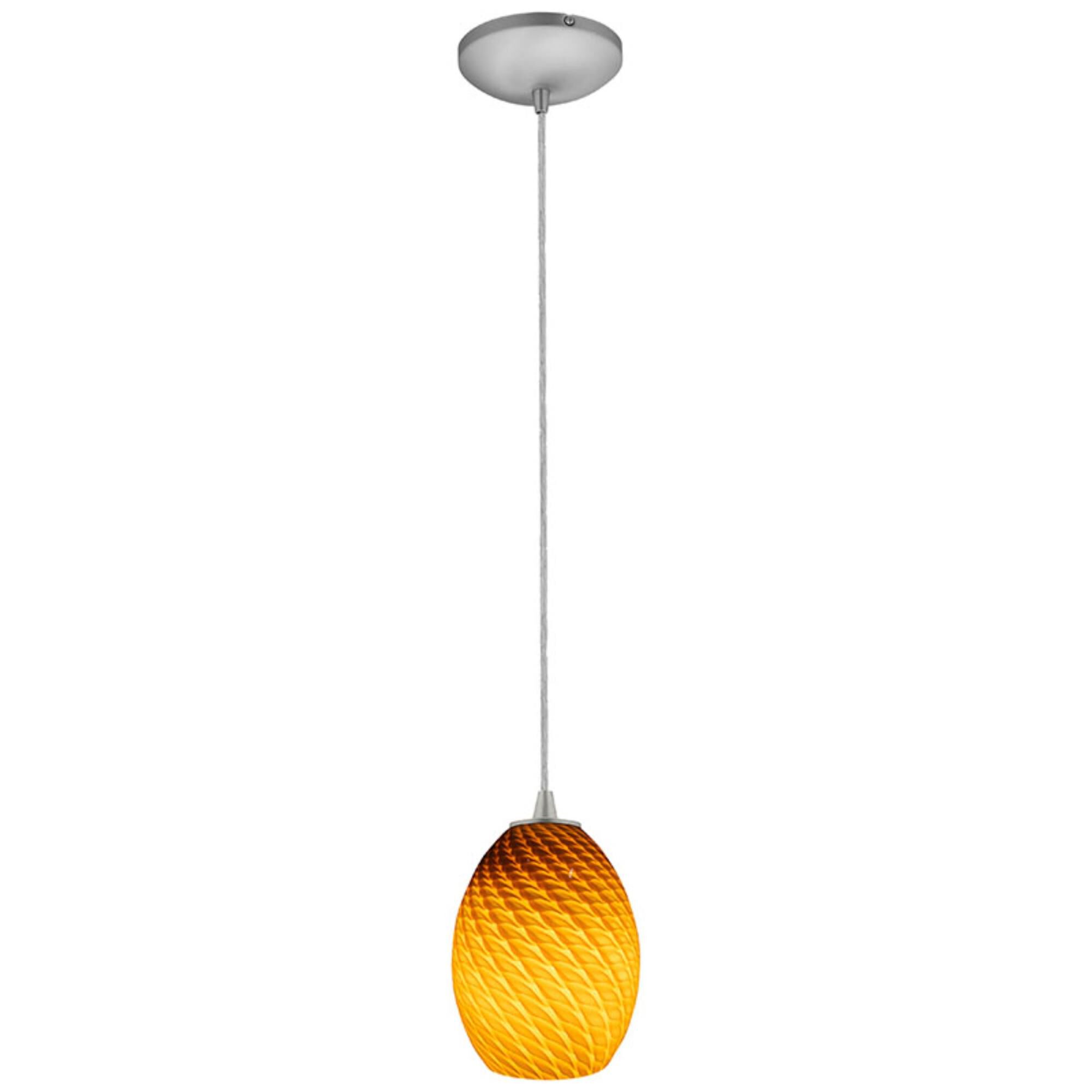 Shown in Brushed Steel  finish and Amber Firebird  glass