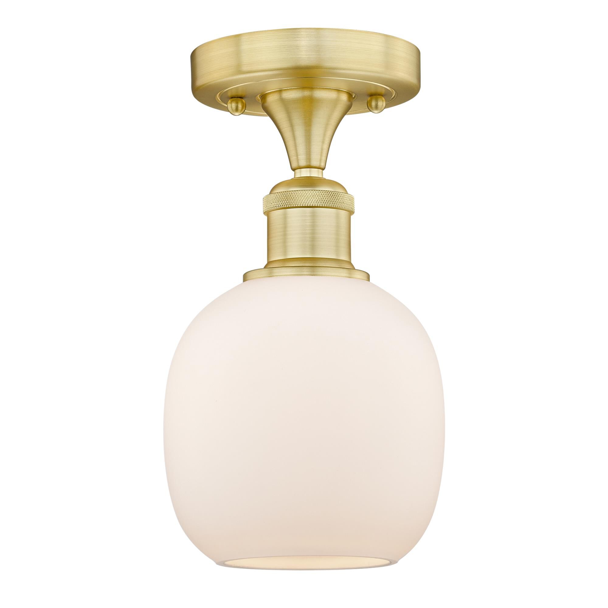 Shown in Satin Gold finish and Matte White glass