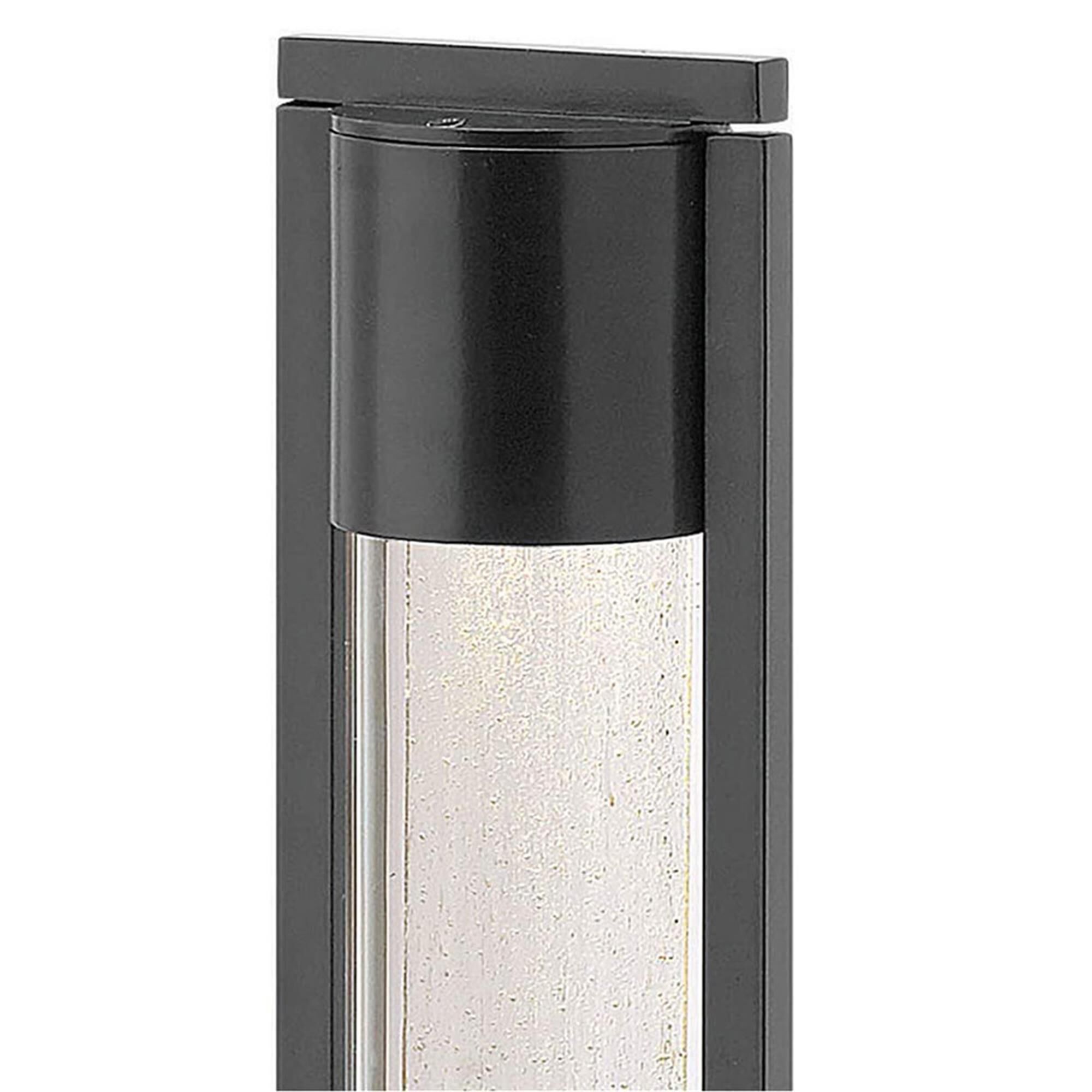 Shown in Black finish and Clear Acrylic And Seedy glass