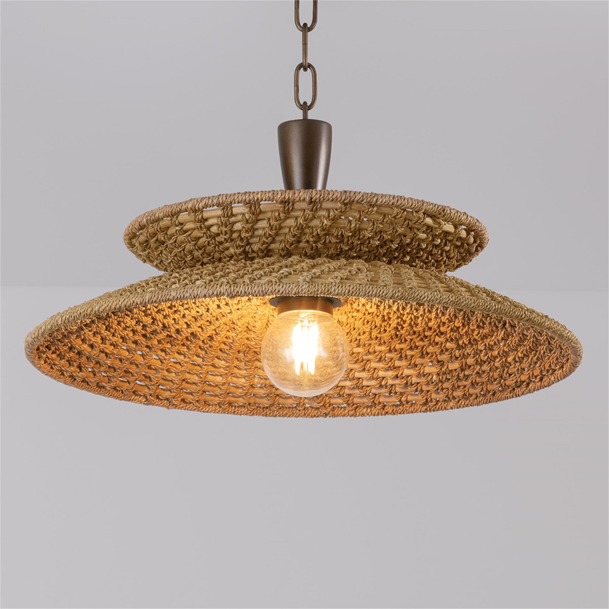 Shown in Bronze Leaf finish and Natural Abaca shade