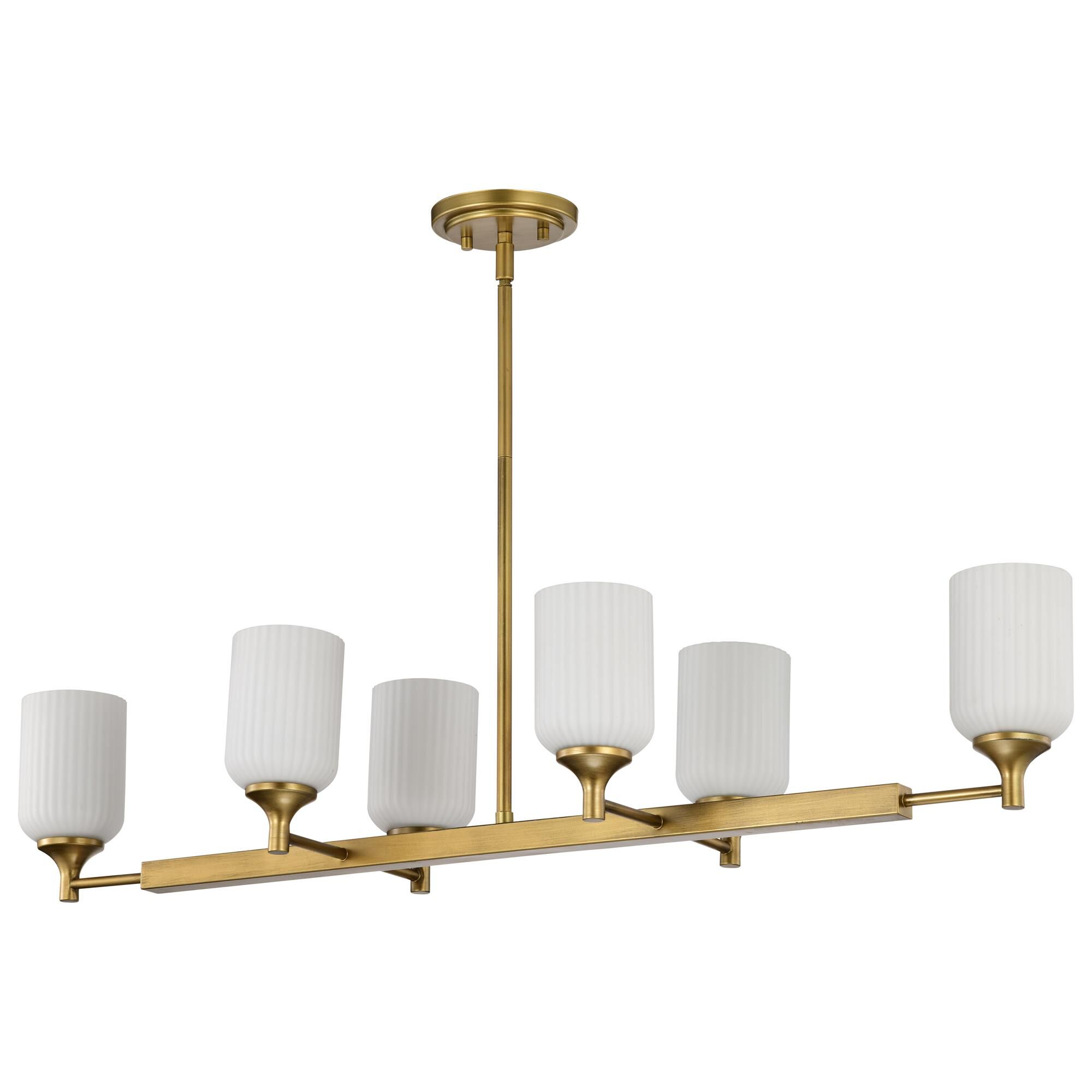 Shown in Natural Brass finish and Frosted Ribbed glass