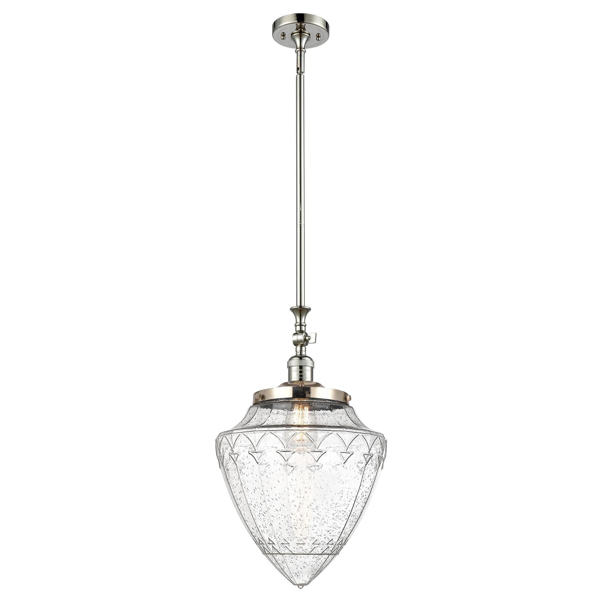 Shown in Polished Nickel finish and Seedy glass
