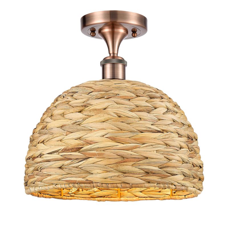 Bruno Marashlian Woven Rattan 12 Inch Semi Flush Mount by Innovations Lighting