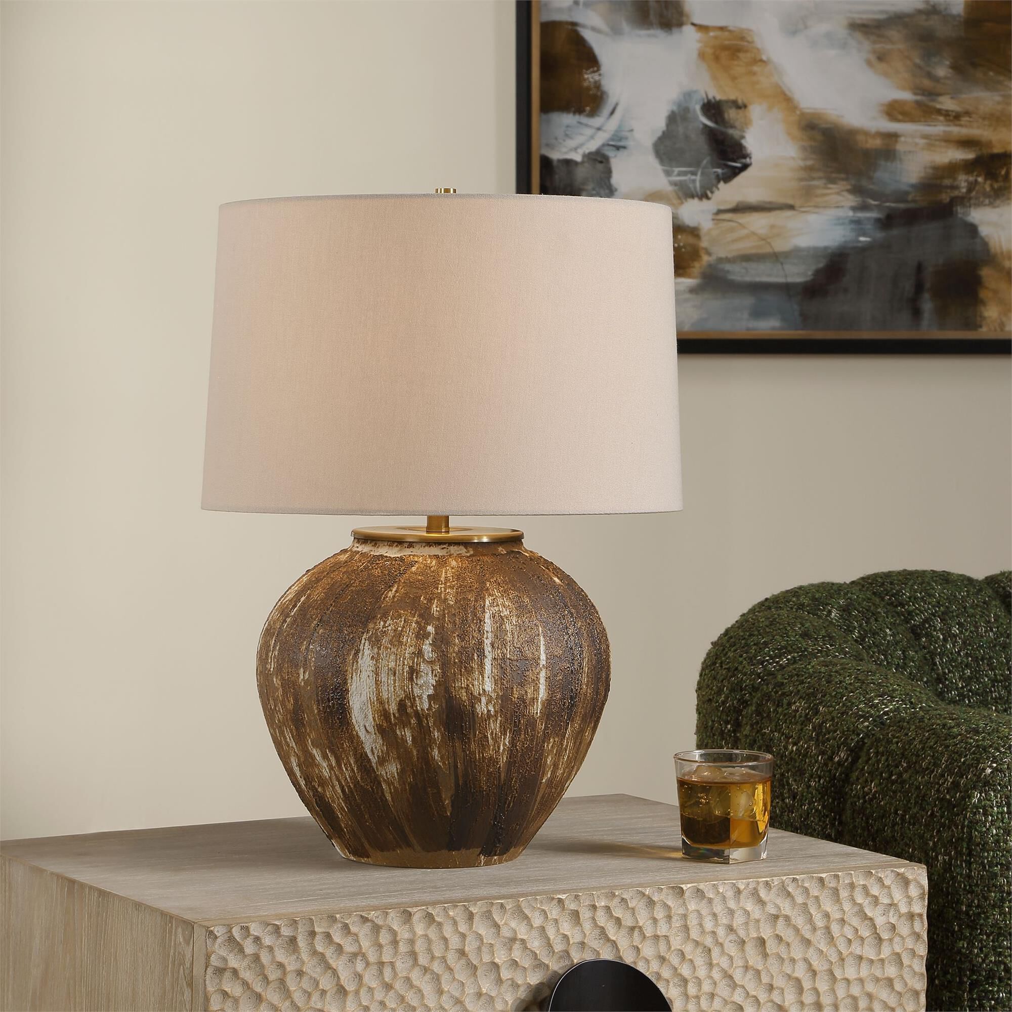 Shown in Brown finish and Round Hardback shade