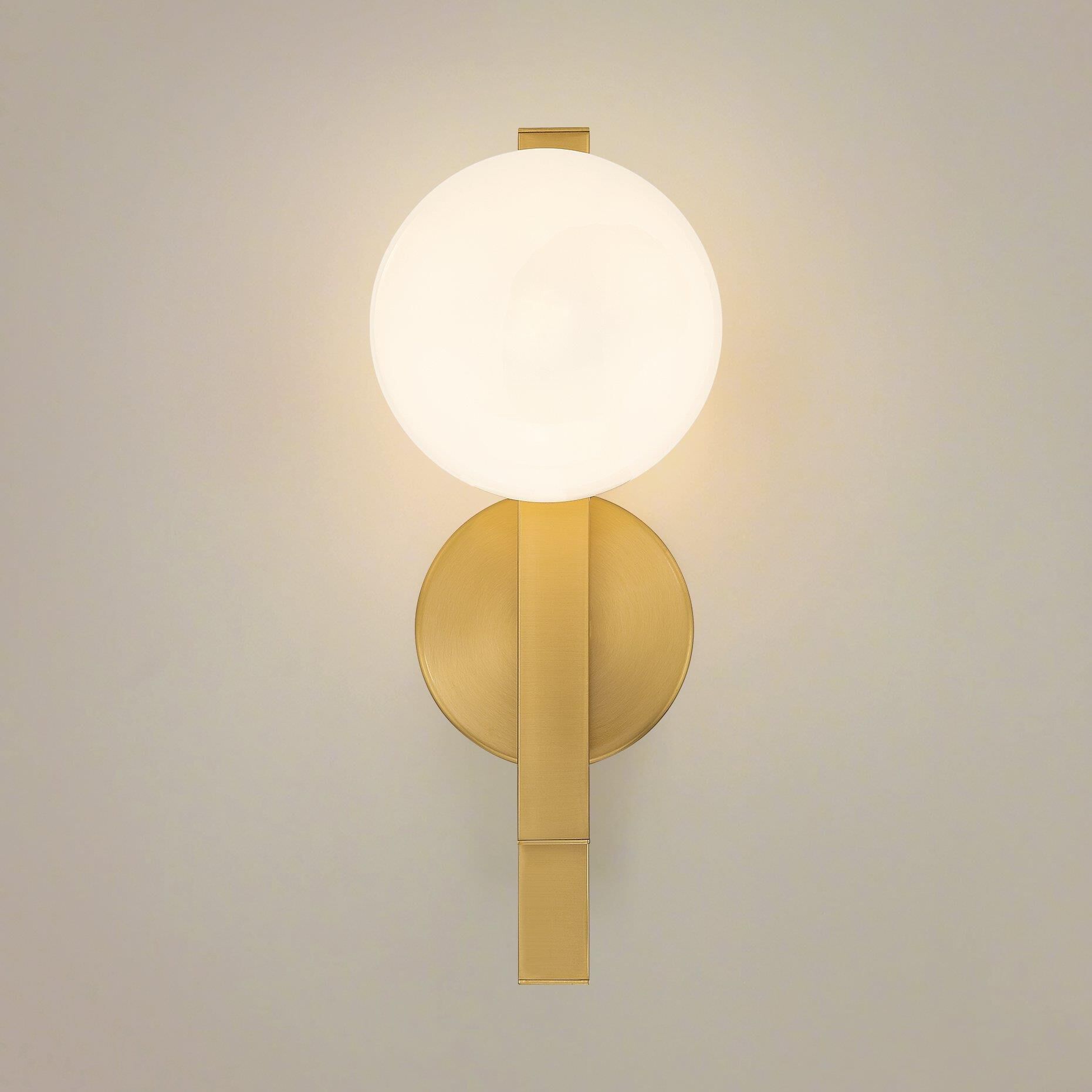 Shown in Brushed Gold finish and Opal glass