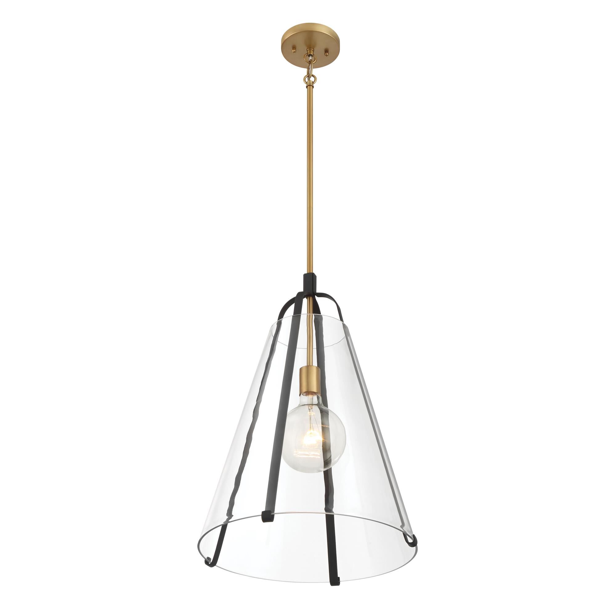 Shown in Legacy Brass & Sand Coal finish and Clear glass and Glass shade