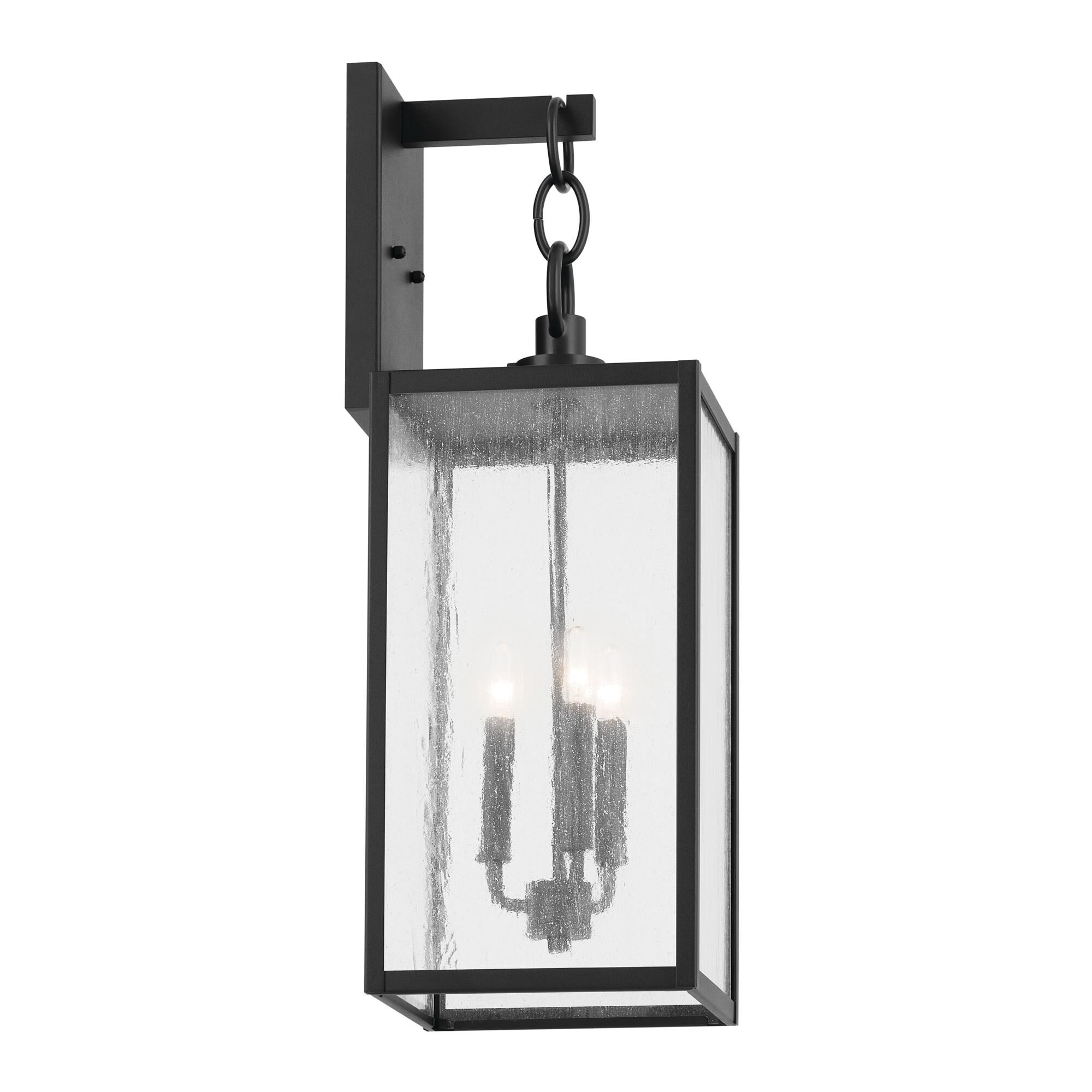 Shown in Black finish and Clear Seeded glass
