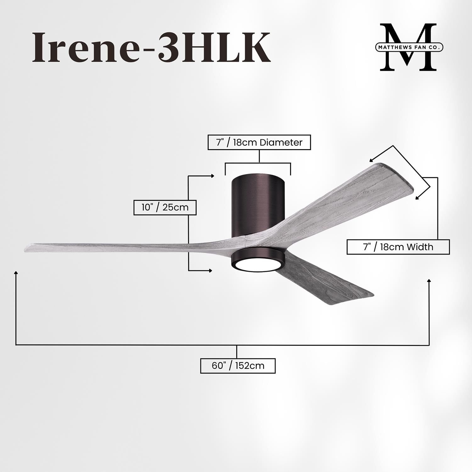 Irene 60 Inch Flush Mount Fan with Light Kit by Matthews Fan Company