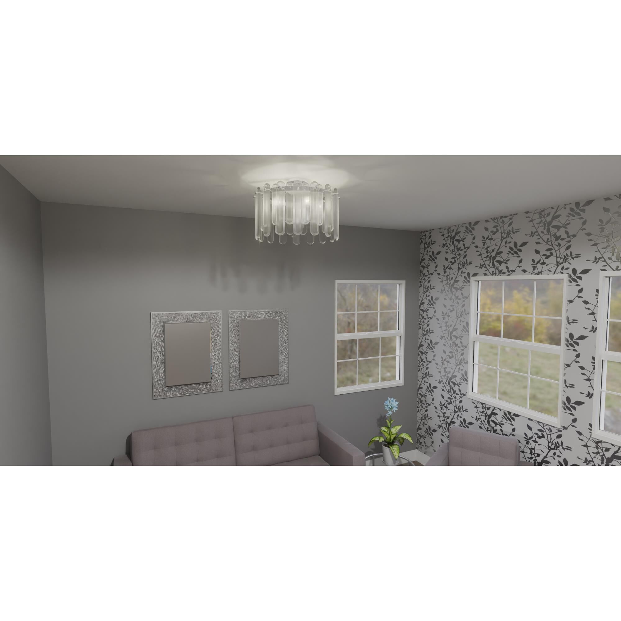 Shown in Polished Chrome finish and Clear Beveled and Clear Beveled Panel glass