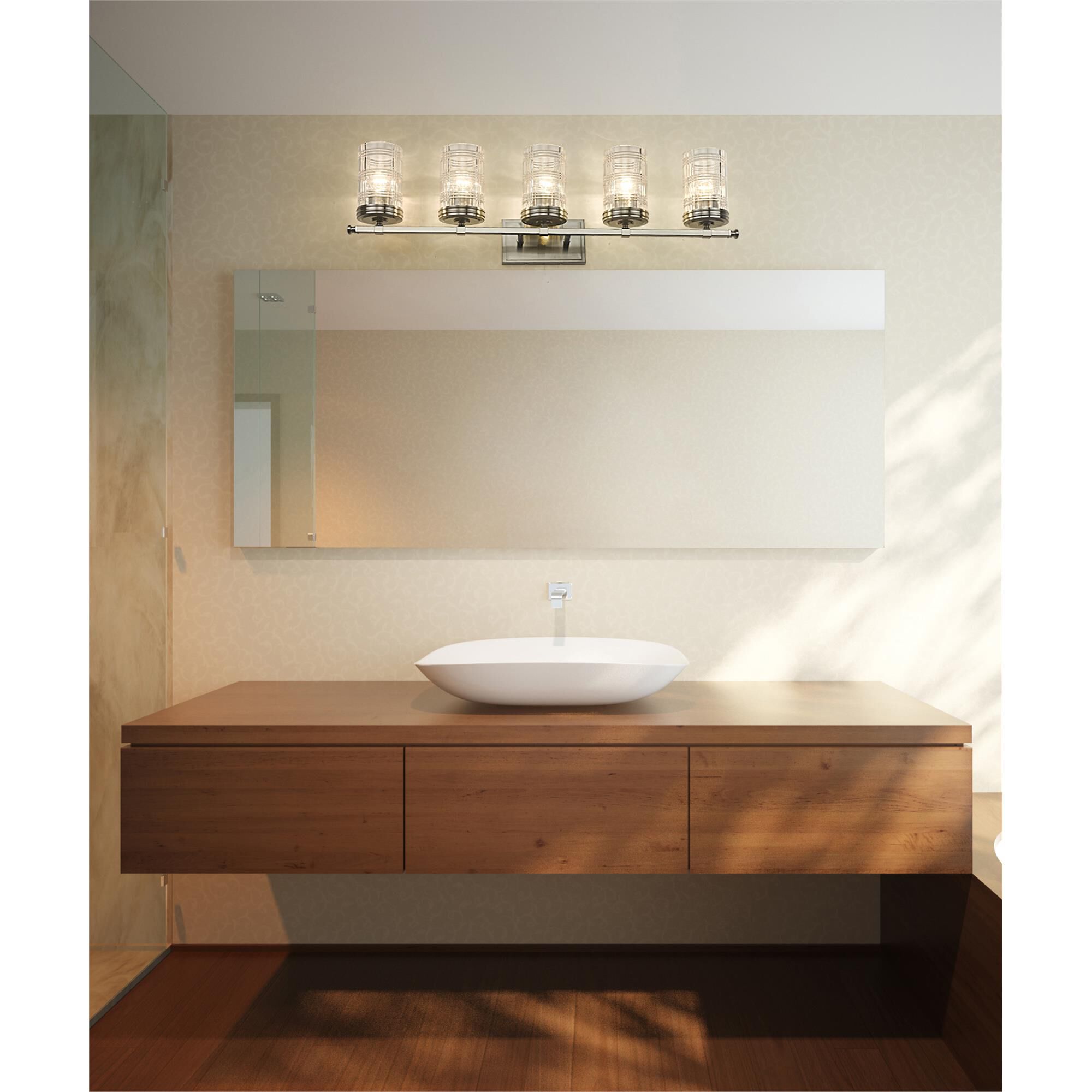 Shown in Brushed Nickel finish and Clear glass and Clear shade